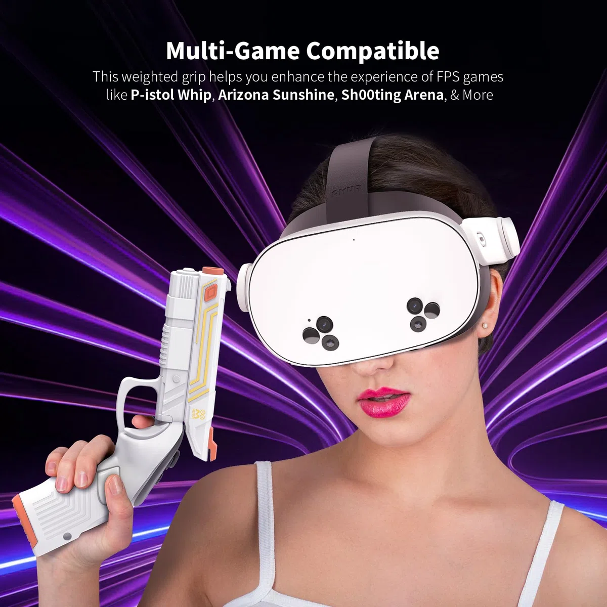 AMVR VR Attacco G-un stick compatibile con Meta Oculus Quest 3 impugnatura ponderata P-istoI per FPS
