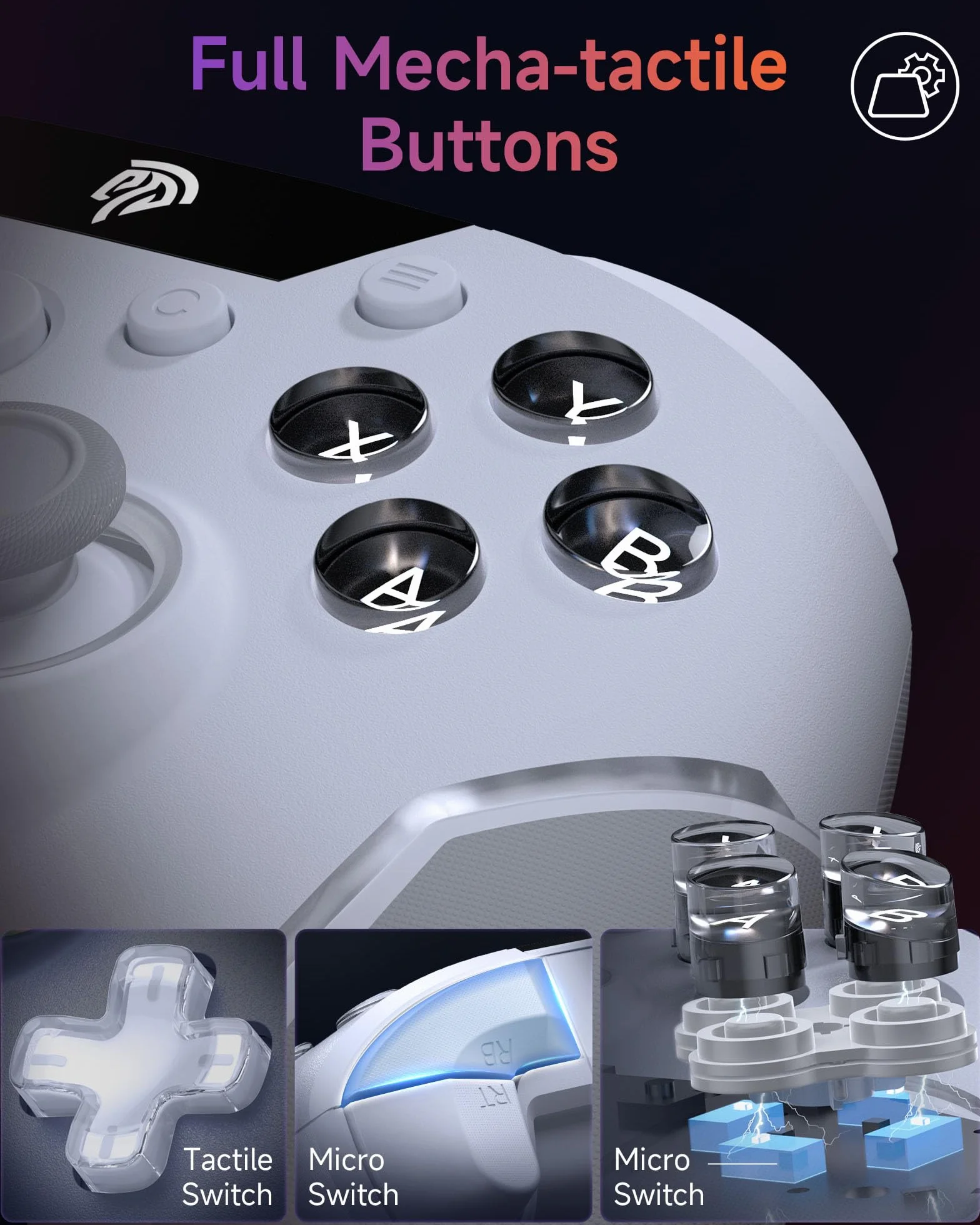 EasySMX X20 Elite Wireless Controller PC con Hall Grilletto Commutabile 2 in 1- Joystick Hall Rimovibile- Joystick per PC con Pulsanti Meccanici- RGB Luce- Batteria da 1000mAh per PC/Switch/Mobile