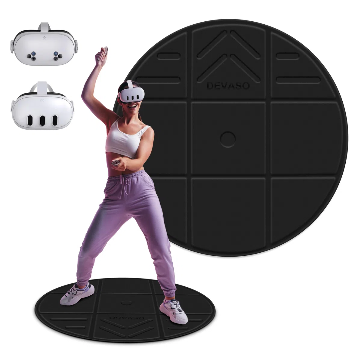 DEVASO Tappetino pieghevole VR per Meta Quest 3S, antiscivolo, confortevole, accessori di gioco per PSVR2, Oculus Quest 3/2/Pro
