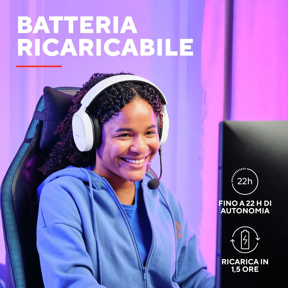 GXTrust 491W Fayzo Cuffie Gaming Wireless Bluetooth + 2.4 GHz, Audio Surround 7.1, Batteria da 22 Ore, 35% Plastica Riciclata, RGB Cuffie Bluetooth Over Ear PC PS5 PS4 Switch - Bianco