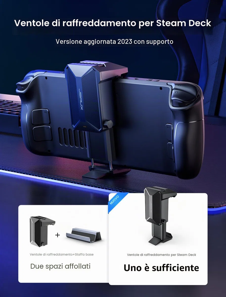 JSAUX Ventola di Raffreddamento per Steam Deck, Raffreddatore con Accessori per SteamDeck, Ventola di Raffreddamento Innovativa con Supporto Compatibile per Steam Deck-GP0201