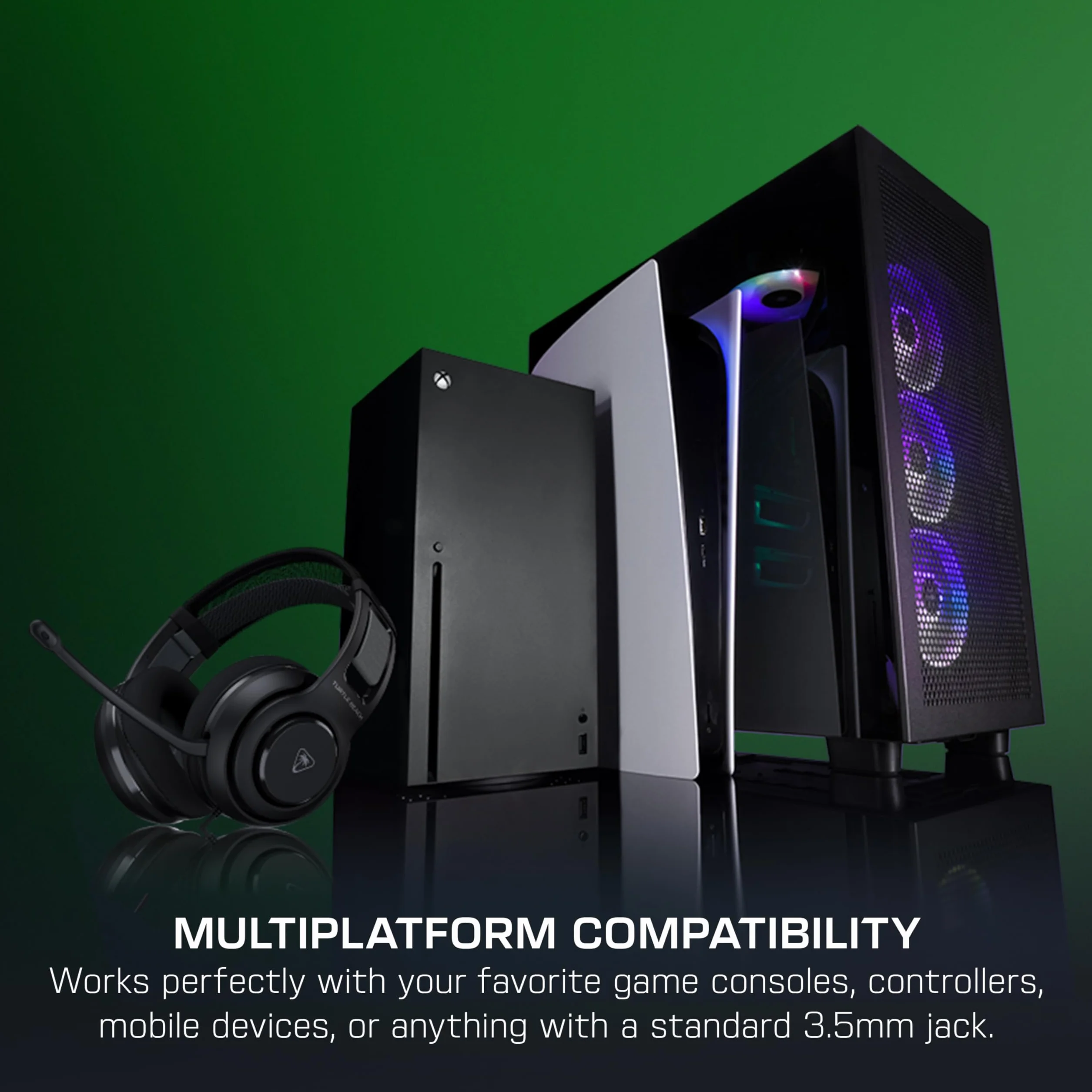 Turtle Beach Atlas 200 Cuffie da gioco multipiattaforma cablate per Xbox, PlayStation e PC con driver Nanoclear da 50 mm, microfono flip-to-mute, cuscini in memory foam