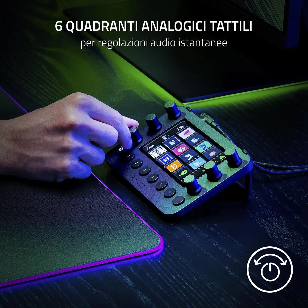 Razer Stream Controller - Tastiera All-in-One per lo Streaming e la Creazione di Contenuti (12 Tasti Aptici Commutabili, 6 Quadranti Analogici Tattili, 8 Pulsanti Programmabili) Nero