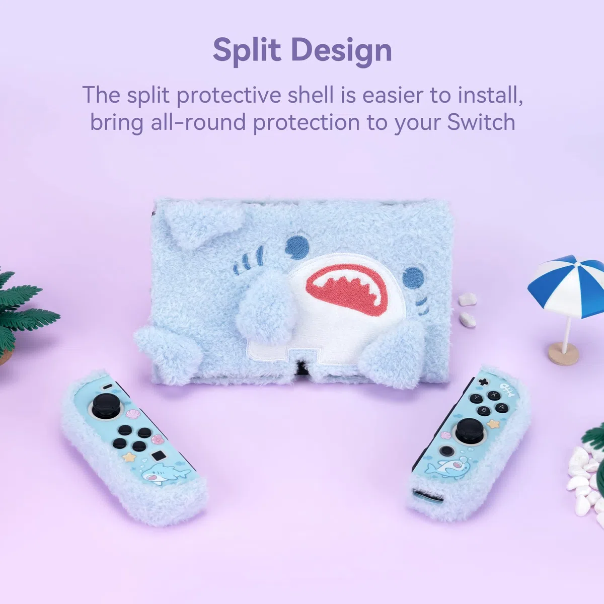 GeekShare Custodia in peluche carina - Custodia antiurto e resistente ai graffi compatibile con la console OLED Switch e - Peluche Squalo