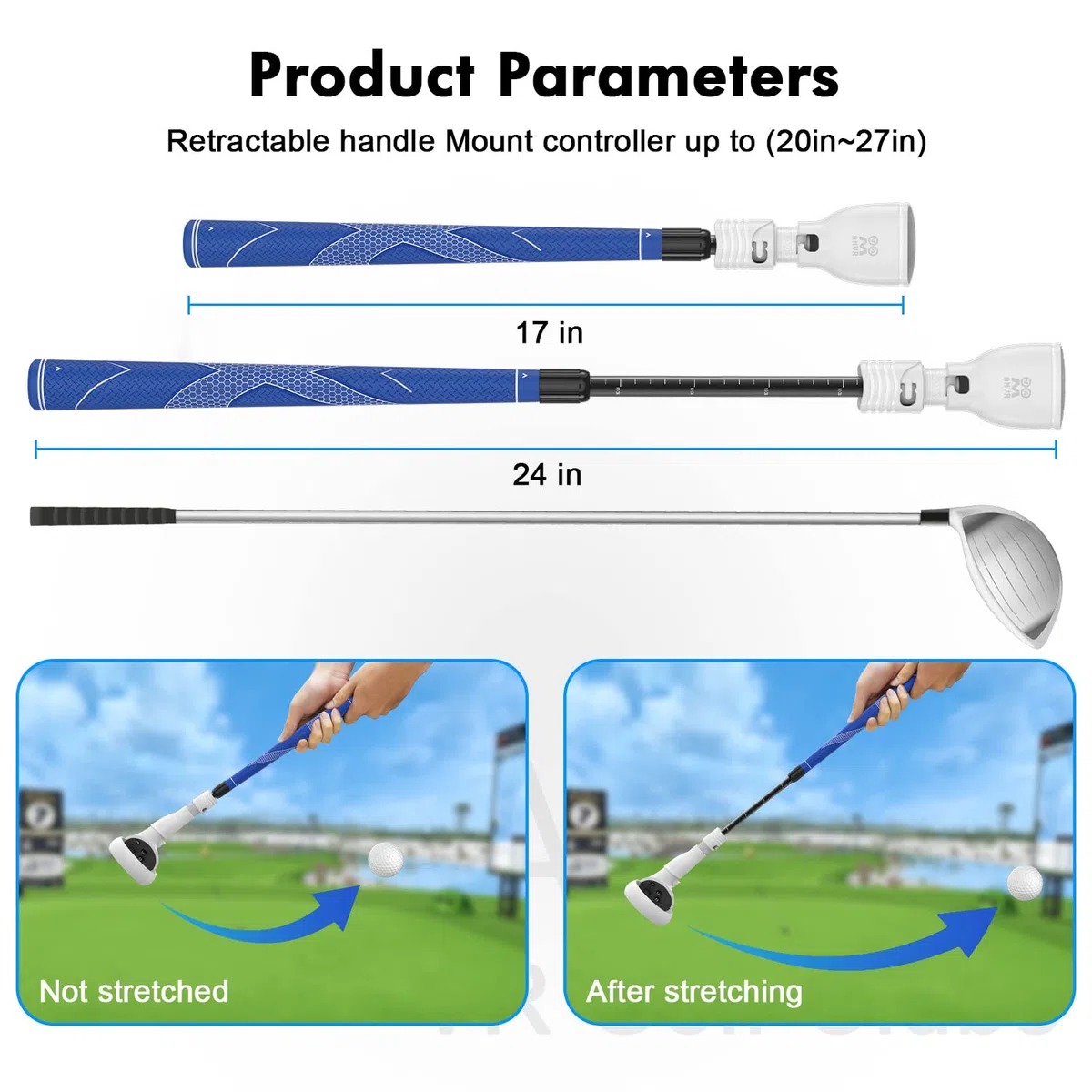 AMVR Impugnatura da golf per controller Quest 2, retrattile 2 in 1 Accessori universali per controller destro e sinistro