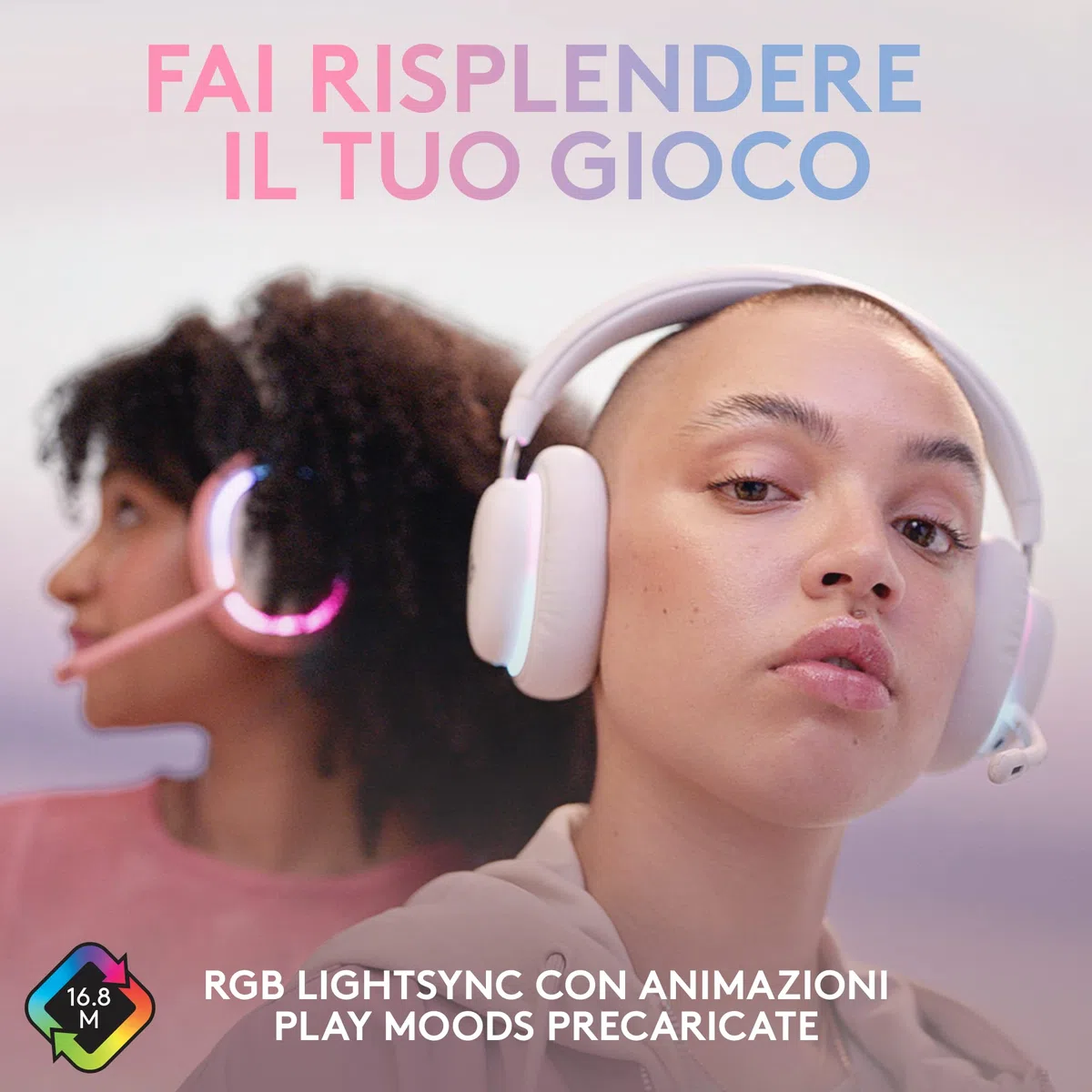 Logitech G G735 Cuffie Gaming Wireless, Illuminazione RGB LIGHTSYNC Personalizzabile, LIGHTSPEED, Bluetooth, Microfono Staccabile, Compatibile con PC e Mac - Bianco