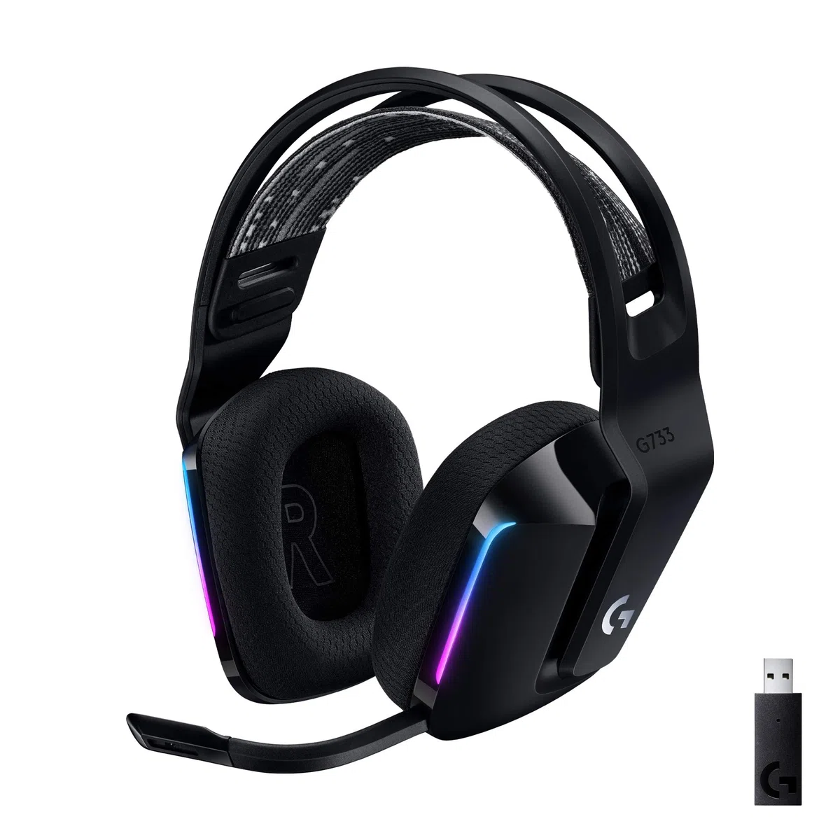 Logitech G733 LIGHTSPEED Wireless Gaming Headset with Microphone, LIGHTSYNC RGB, Blue VO!CE, PRO-G Audio - Nero