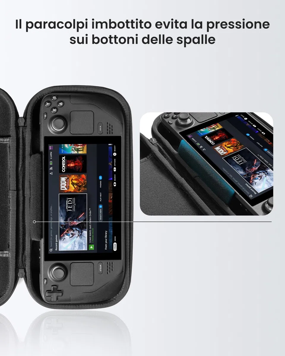 tomtoc Custodia Compatibile con Steam Deck/Steam Deck OLED, Custodia a Guscio Rigido in Filz a Protezione Totale per Console e Accessori Steam Deck, Resistente Agli Urti, per Viaggi o Regali Natale