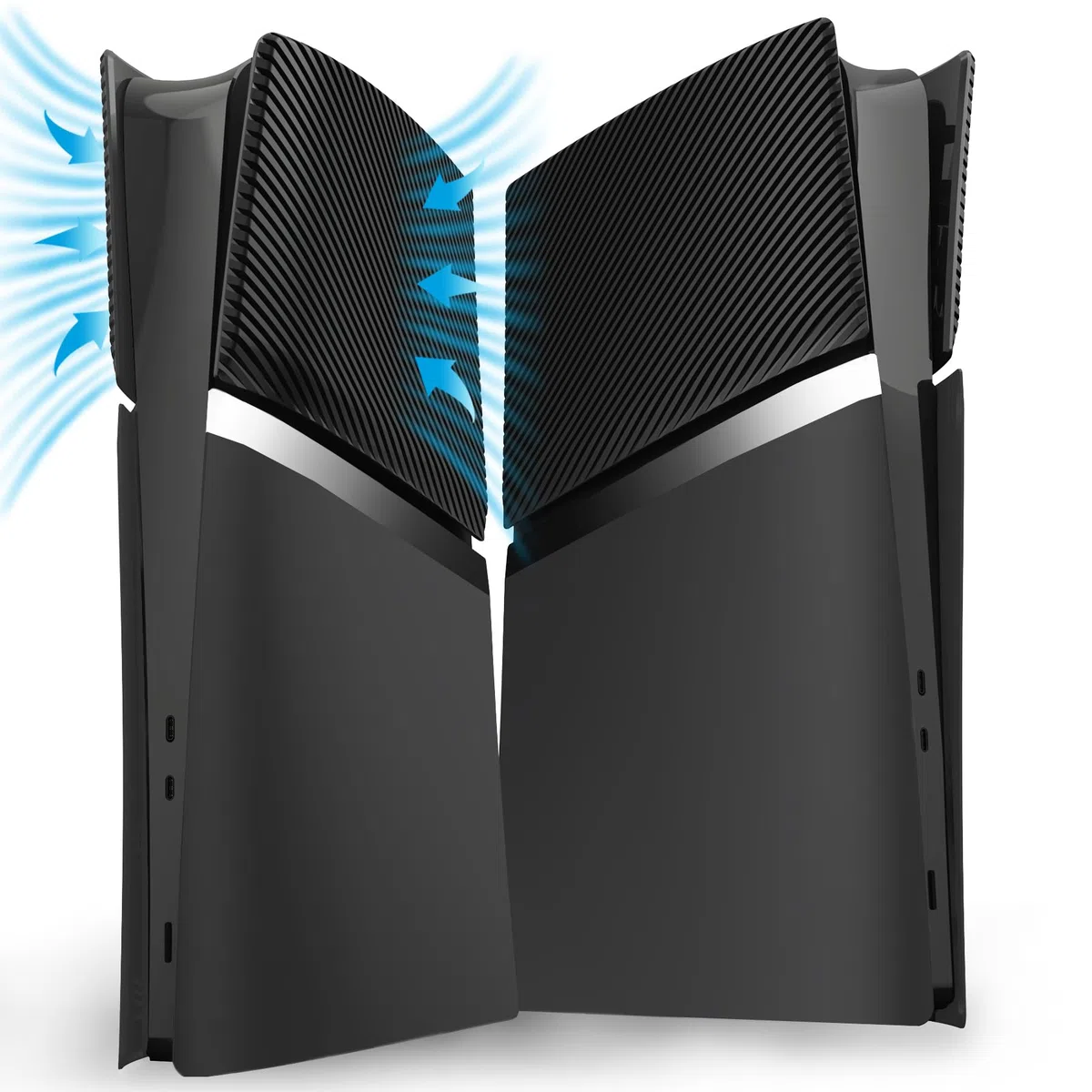 eXtremeRate eXcover Copertura Ricambio Compatibile con ps5 Slim Console Digital Edition, Cover Coperchio Custodia Placca Shell Ventilata per ps5 Slim Digitale Console, Nero