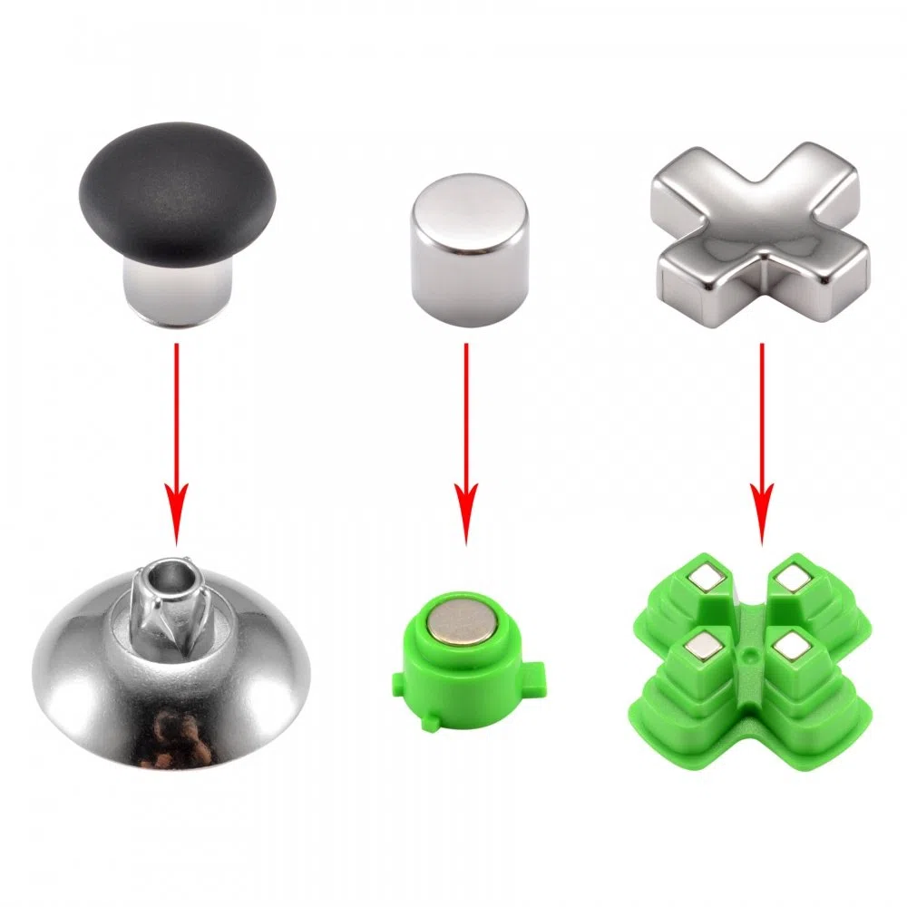 eXtremeRate Pulsanti D-pad Levette Analogiche Ricambio per ps4 Slim Pro Croci Direzionali Thumstick Joystick in Metallo Magnetico Ricambio per ps4 Controller(31 in 1)