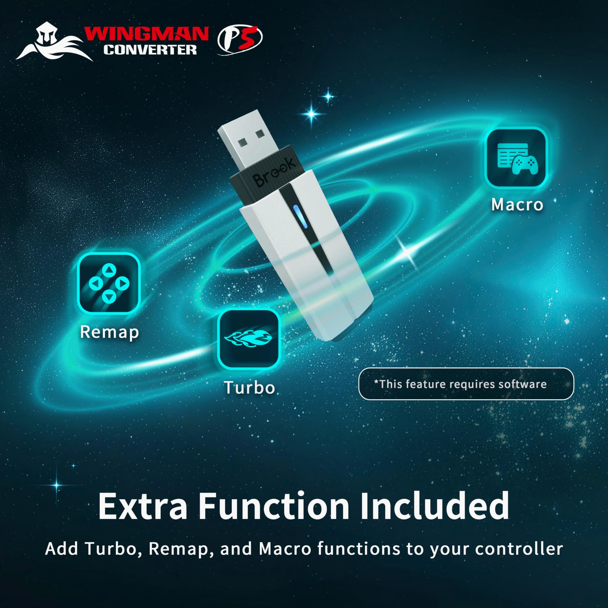 Brook Wingman P5 Convertitore Controller PC P5 P4 Wireless e Cablato Vibrazione Movimento Sei Assi Turbo Macro Remap Software Converter Center