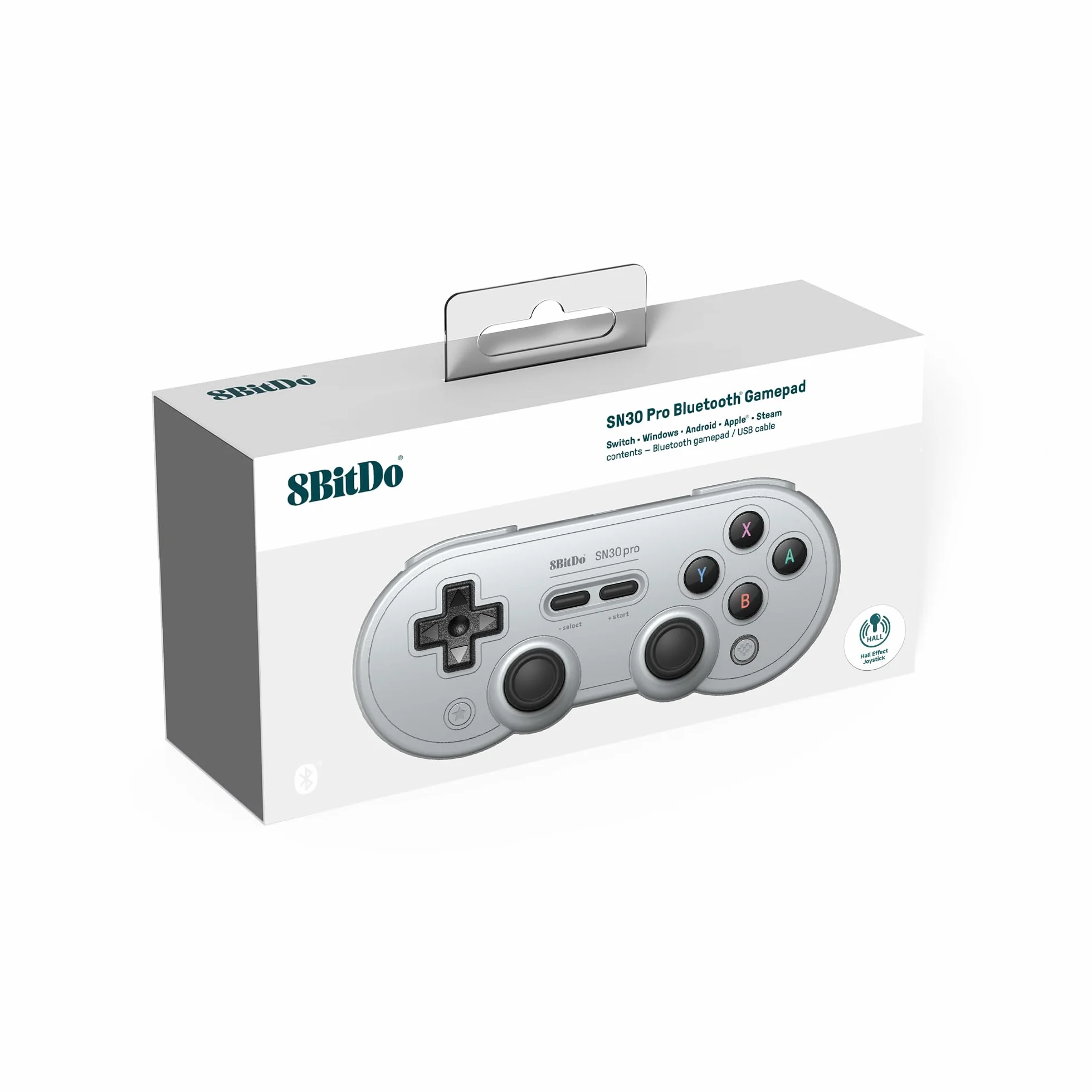 8BitDo SN30 Pro Bluetooth Controller with Hall Effect Joystick for Switch PC macOS Android Steam Deck & Raspberry Pi Gray