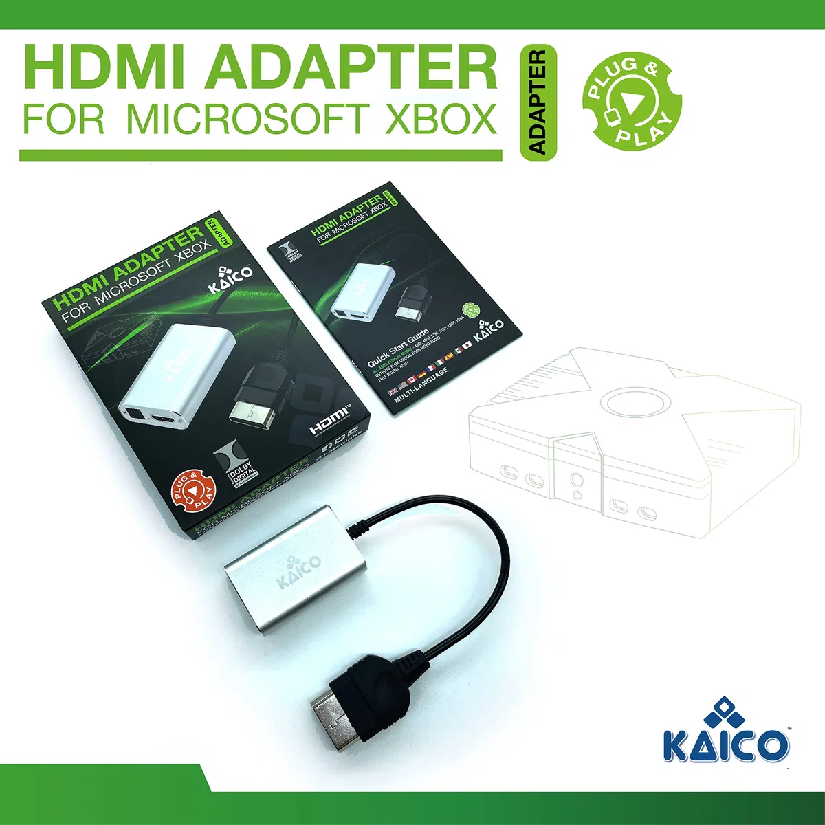 Kaico Adattatore HDMI Xbox Originale Compatibile Dolby Digital 5.1 Porta Ottica Toslink Xbox2HDMI