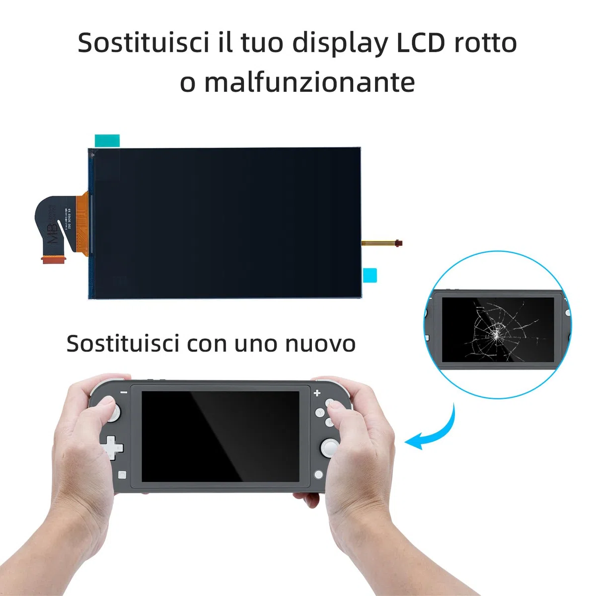 Wigearss Schermo LCD di Ricambio e Kit di Strumenti di Riparazione per Nintendo Switch Lite