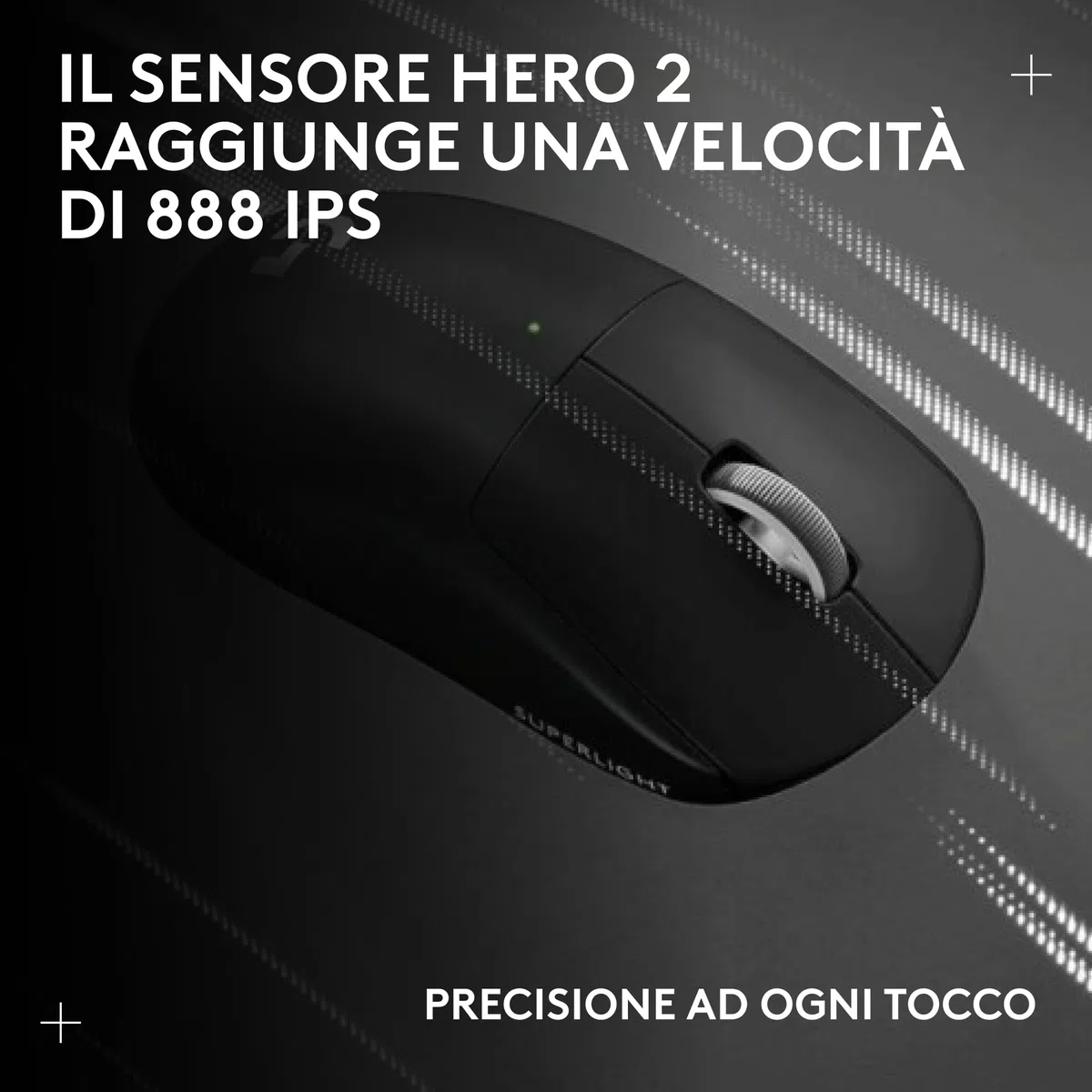 Logitech G PRO X Superlight 2 mouse gaming wireless 60g 5 pulsanti 44.000 DPI 8 kHz USB-C Nero
