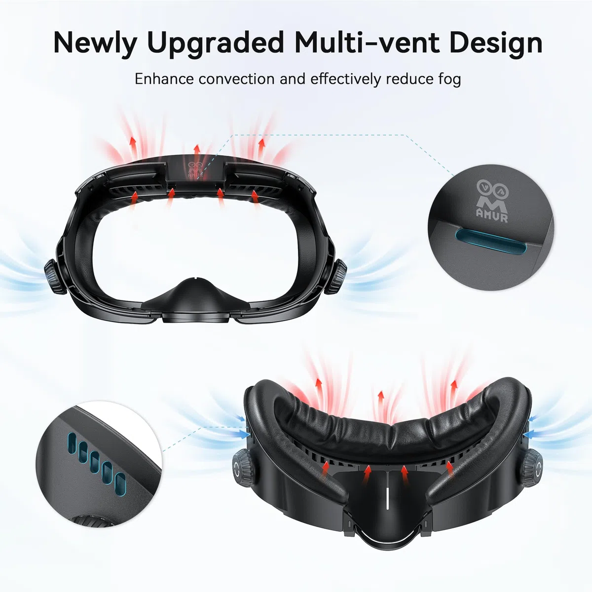 AMVR FC4A Face Cover Pad Facial Interface do Meta Quest 3, imbottitura in seta ghiaccio z wentylacją