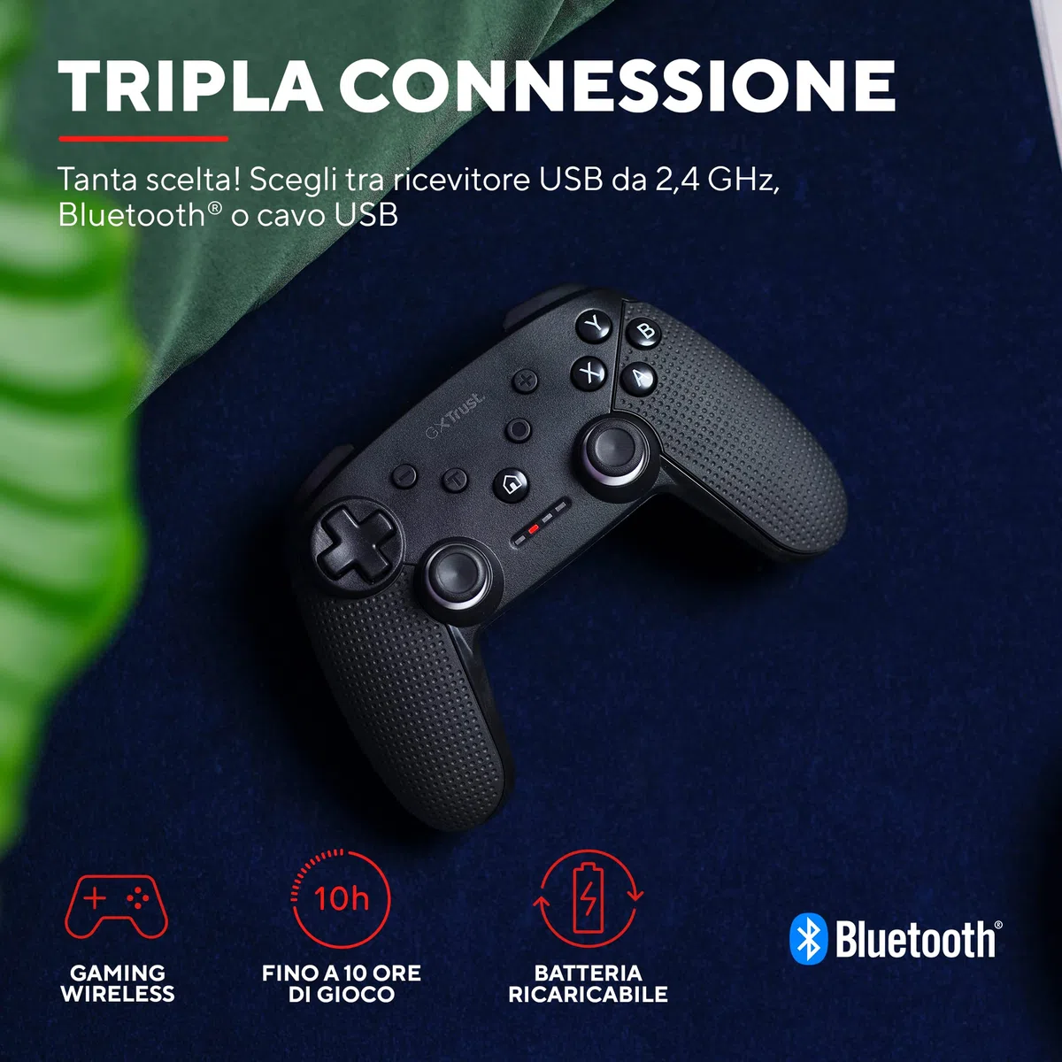 GXTrust Trust Gaming GXT 542 Muta Controller Nintendo Switch & PC Wireless Bluetooth/RF/USB, Design Sostenibile, Batteria Ricaricabile, Gamepad senza Fili per Switch OLED/Lite, Computer, Android, iOS