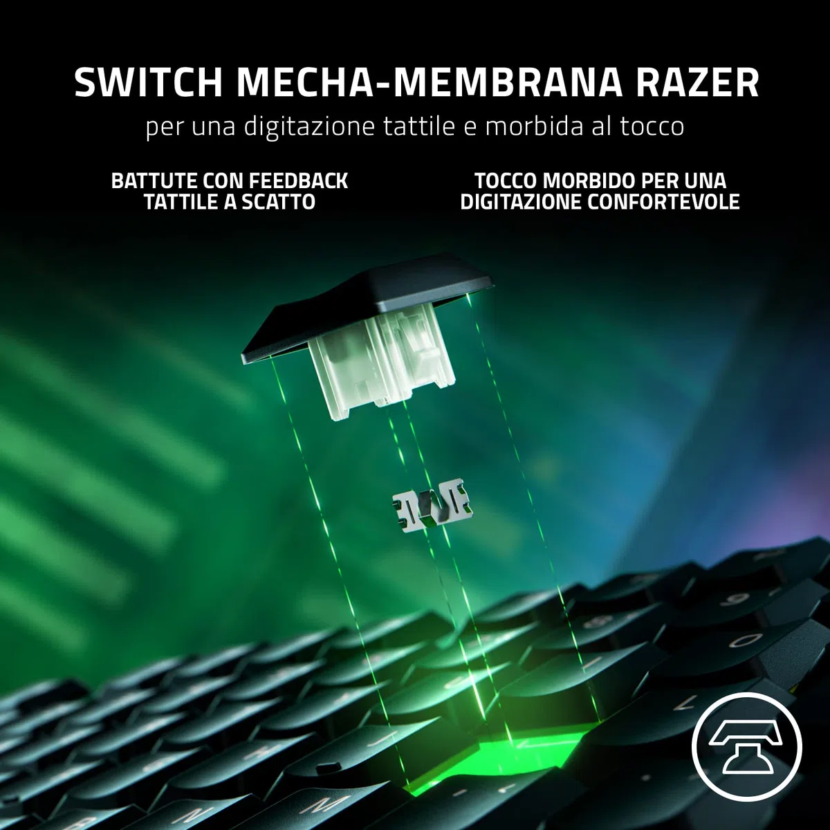 Razer Ornata V3 Tastiera a basso profilo Mecha-Membrana Razer Chroma RGB QWERTY Italiana Nero