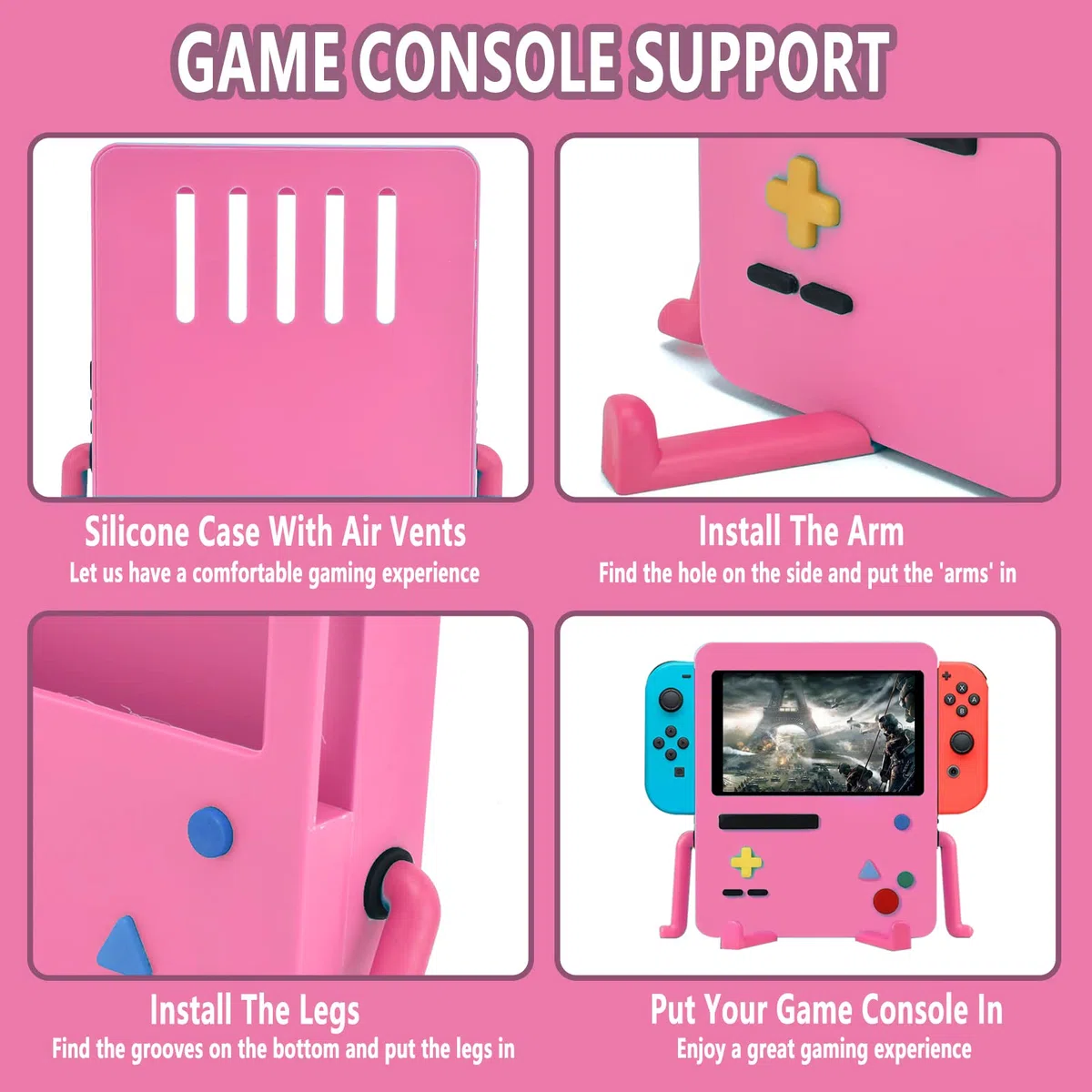 Cartoon Cute Switch Games Custodia Rigida Protettiva per Switch Console Controlle Console di Gioco Cover Protettiva per Switch Accessorio per Supporto per Videogioco Portatile Rosa