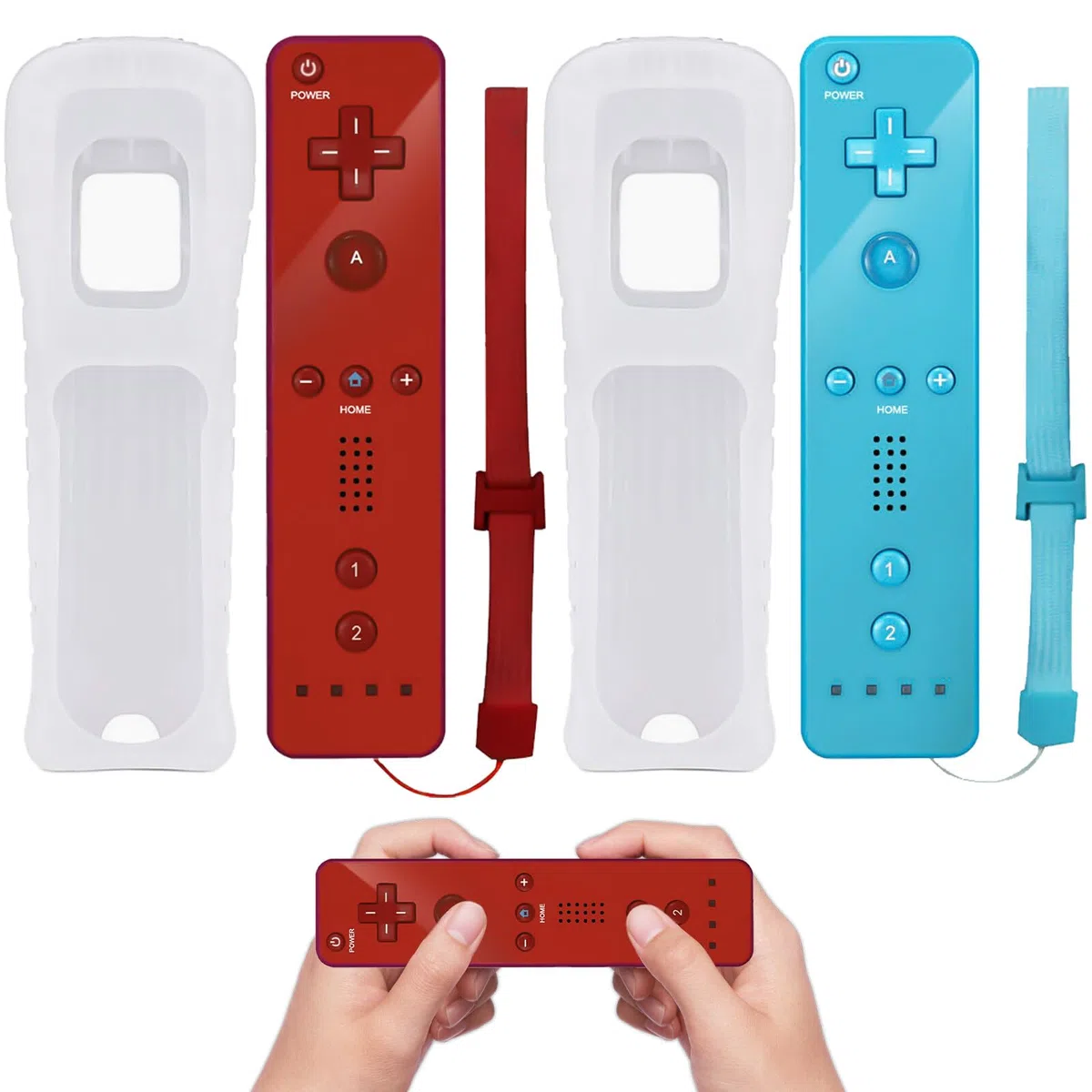 Telecomando Wii, 2x controller Wii controller di gioco connessione sensore di movimento remoto wireless controller gamepad sostitutivo per console Wii e Wii, con custodia e cinturino da polso
