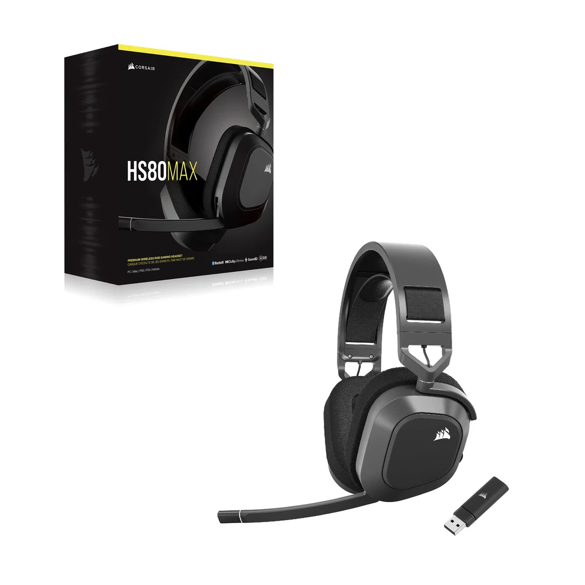 Corsair HS80 MAX Cuffie Gaming Senza Fili Multipiattaforma Grigio Acciaio
