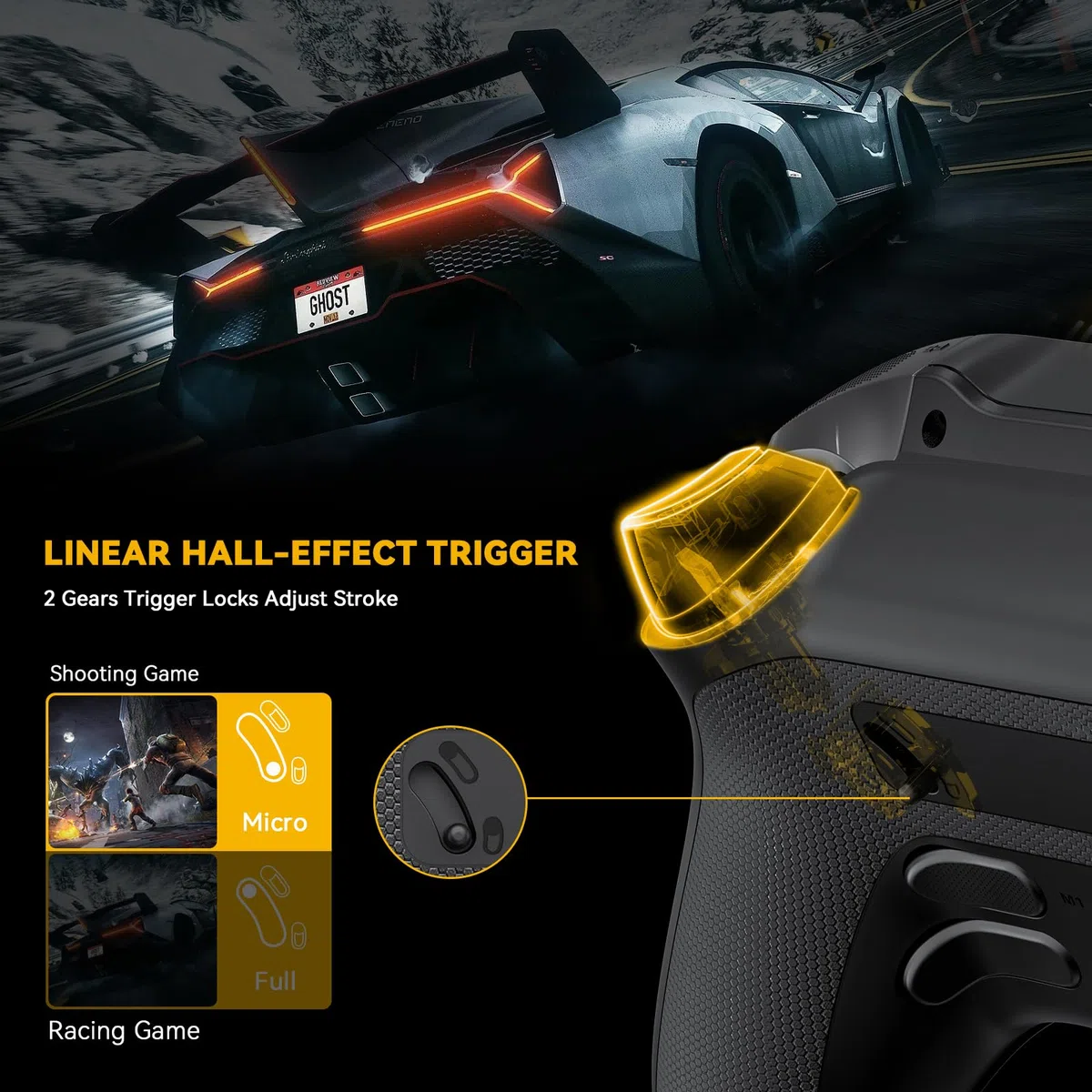 ManbaOne Interactive Screen Wireless Gaming Controller per PC/Switch/Switch 2/iOS/Android, Stick e Trigger ad Effetto Hall, Illuminazione RGB, Pulsanti Rimappabili, 1800mAh con Stazione di Ricarica