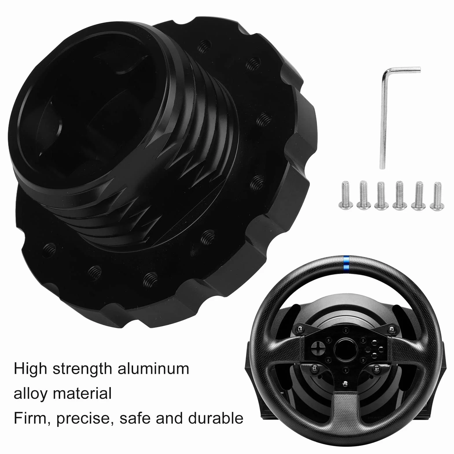 TKSE Adattatore Per Volante Racing Sostituzione Precisa Nera Per Thrustmaster T300 T500 PCD 73mm