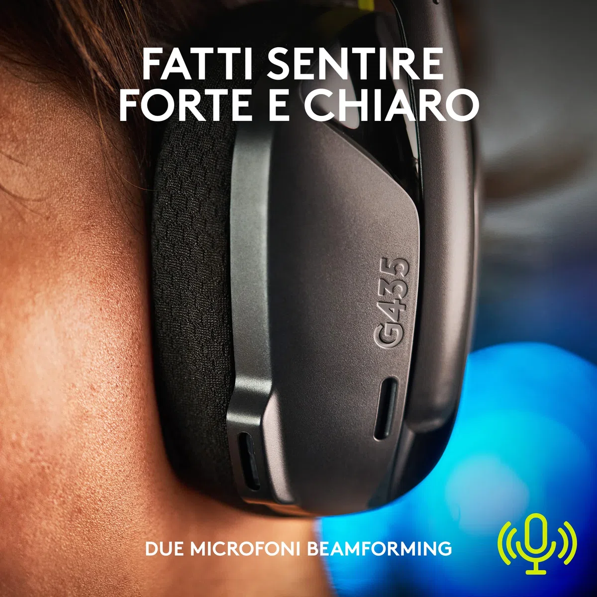 Logitech G G435 Lightspeed Wireless Bluetooth Gaming Headset Over-Ear Lightweight 18h Battery Dolby Atmos PC PS4 PS5 Switch Nero