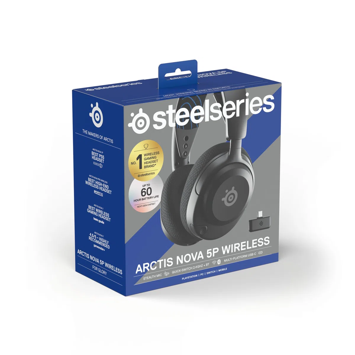 SteelSeries Arctis Nova 5P Cuffie Wireless PS5 Driver magnetici al neodimio Batteria 60 HR 2,4GHz BT Microfono ClearCast Gen2.X