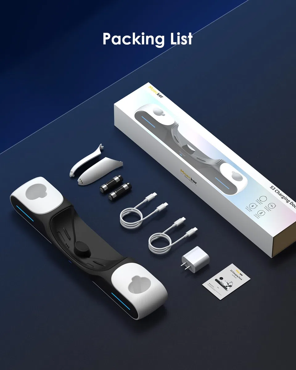 Rapida Stazione di Ricarica per Quest 3 con Supporto e 2 Batterie Ricaricabili