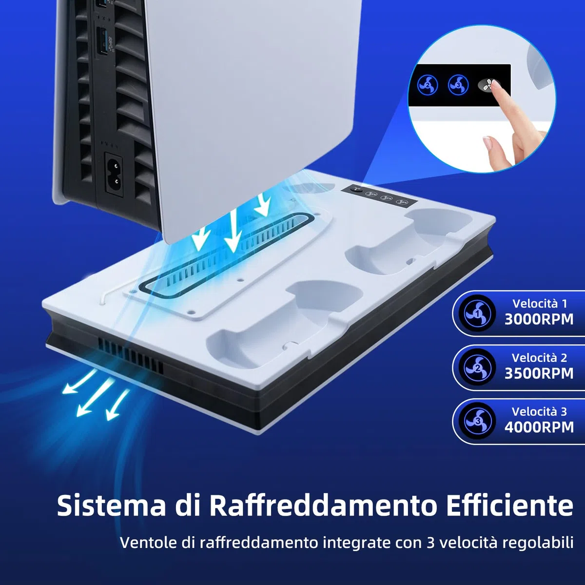 Wigearss Supporto Verticale di Raffreddamento PS5 con Doppio Controller Caricatore per PS5/PS5 Slim/PS5 PRO UHD/Digital Edition