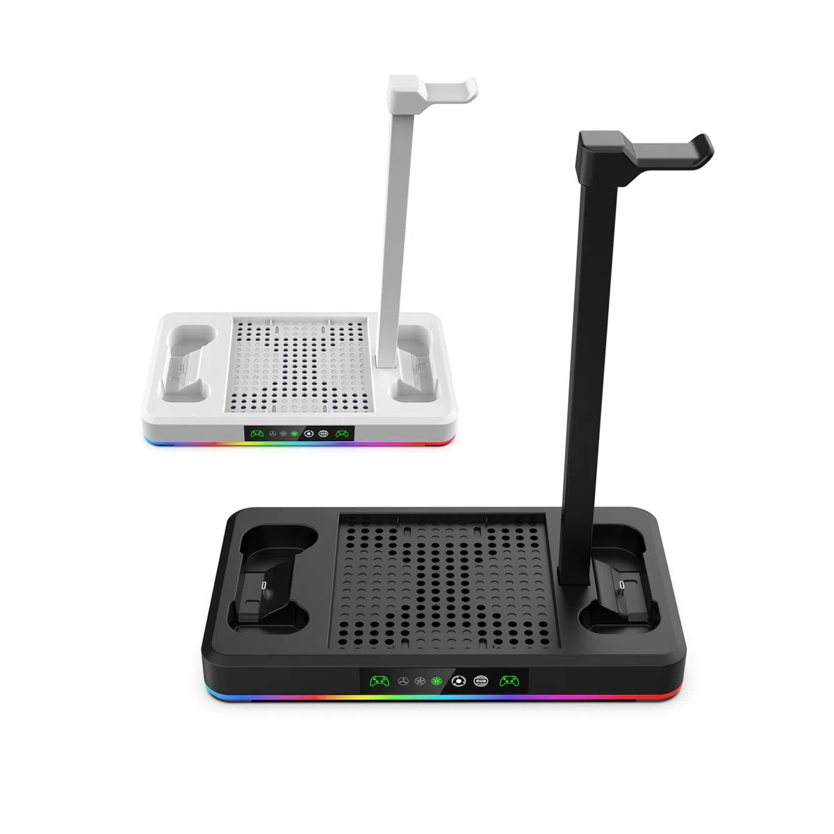 Base di raffreddamento RGB con ventola per Xbox Series X/S, caricatore controller e supporto cuffie (Nero)
