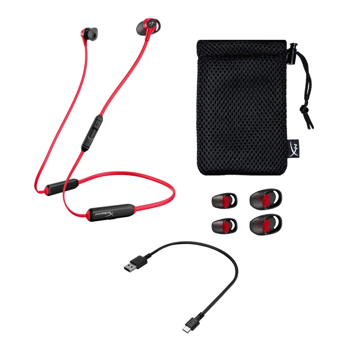 Auricolari Bluetooth 5.1 HyperX Cloud Buds con Microfono Integrato, 10 Ore Autonomia, Nero/Rosso