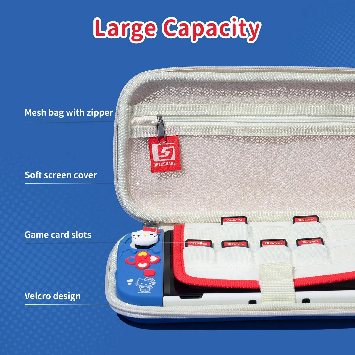 Kuitmor Kit Accessori per Switch OLED: Custodia Trasporto, Custodia Protettiva, Portaschede, Pellicola Protettiva, Supporto, Cuscinetti Joystick e Altro (11 in 1)