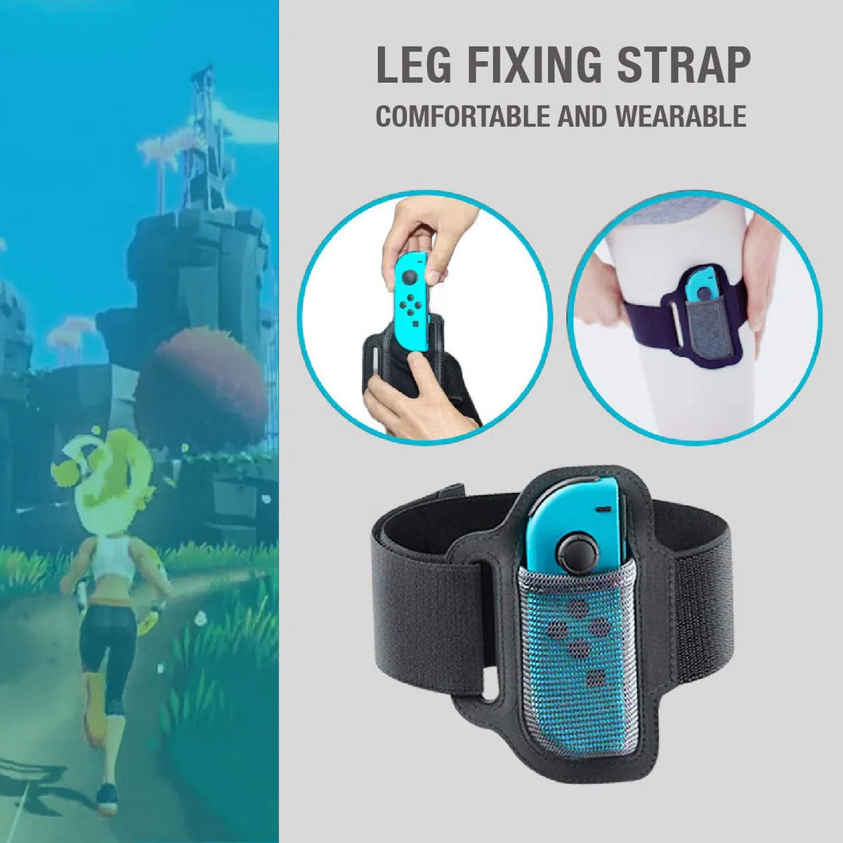 CHICHIYANG Impugnature e cinghia di fissaggio per gambe per Ring Fit Adventure per Nintendo Switch, accessori per giochi per controller, cinghia elastica regolabile