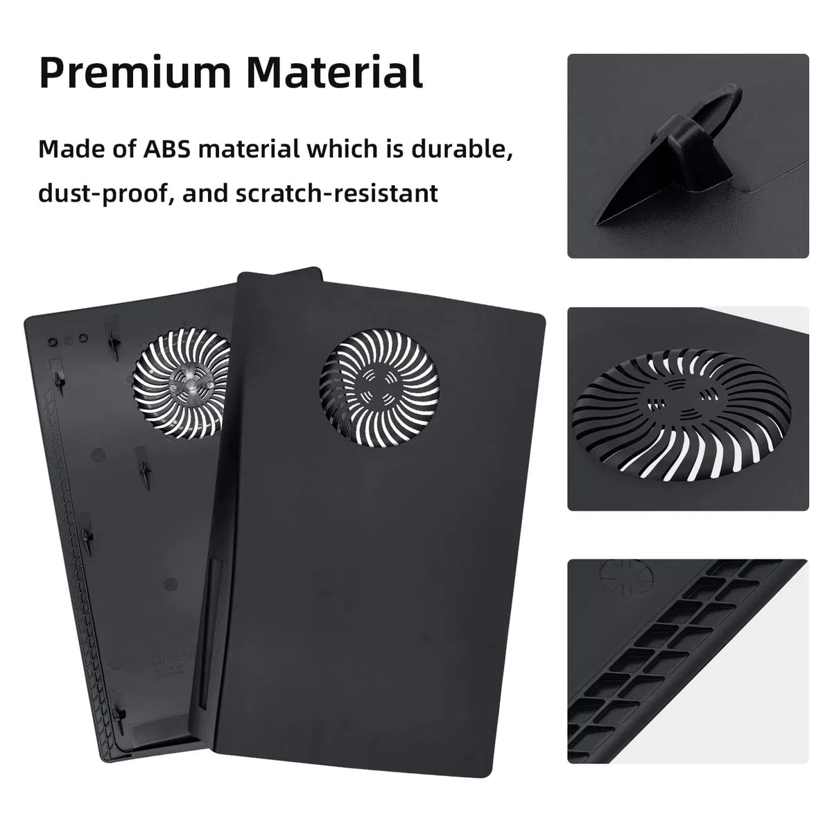 Mcbazel Placche PS5 con Slot di Raffreddamento, Piastra di Ricambio Antigraffio e Antipolvere per PS5 Disc Edition – Nero (Non compatibile con PS5 Slim/Pro)