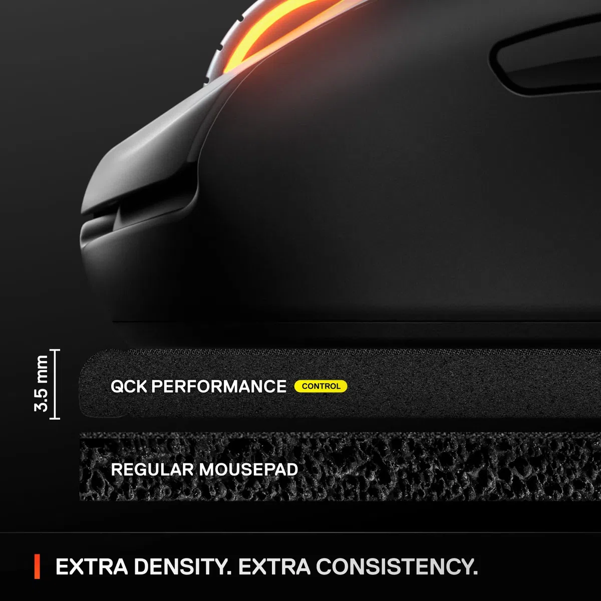 SteelSeries QcK L Performance Control Tappetino per mouse da gioco, densità extra per una scorrevolezza fluida, cuciture a basso profilo, base in gomma neoprene antiscivolo, 42 x 49 cm, FPS, MOBA,
