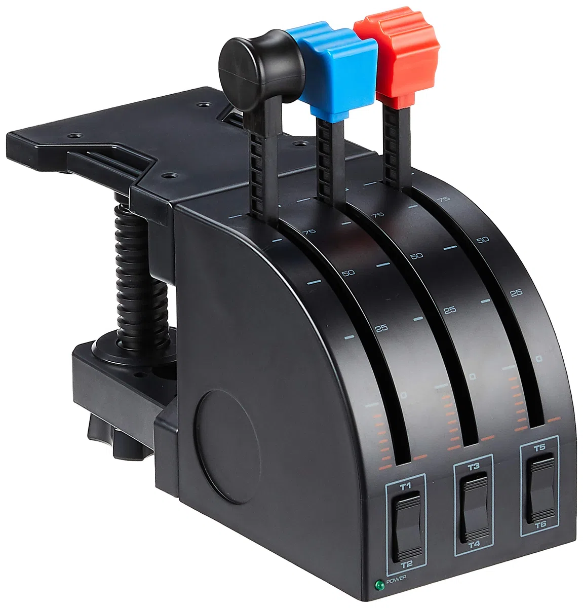 Logitech G Saitek PRO Flight Throttle Quadrant, leve professionali per asse di simulazione, display LCD, 3 interruttori a bilanciere bidirezionali, staffa regolabile, USB, PC, nero