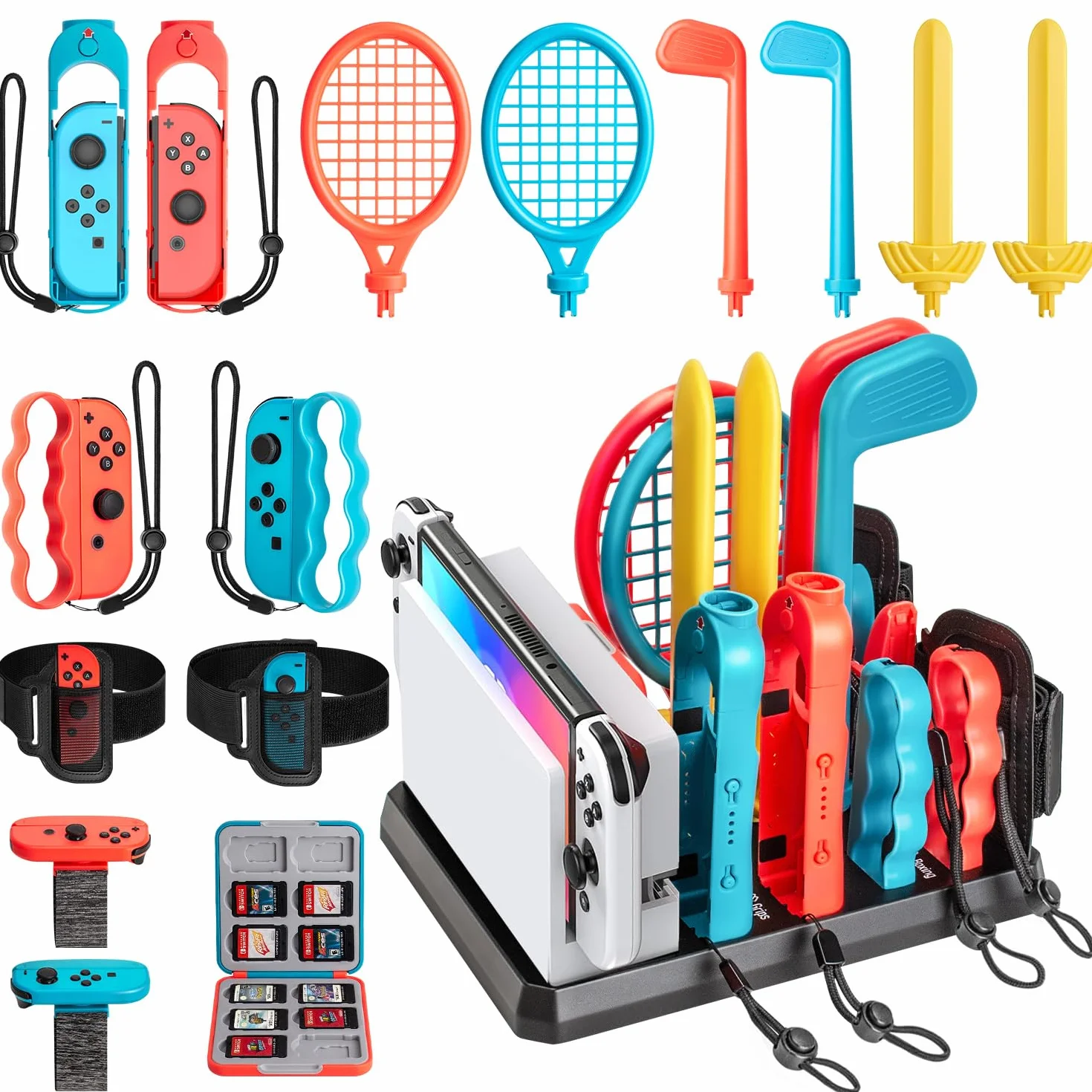 16-in-1 Accessori per Switch Sport, Accessori per Nintendo Switch Sport/Switch Joycon, Regalo di Natale Set di Gioco per Famiglia con Griff Organizer Joycon Compatibile con Switch 2 2025