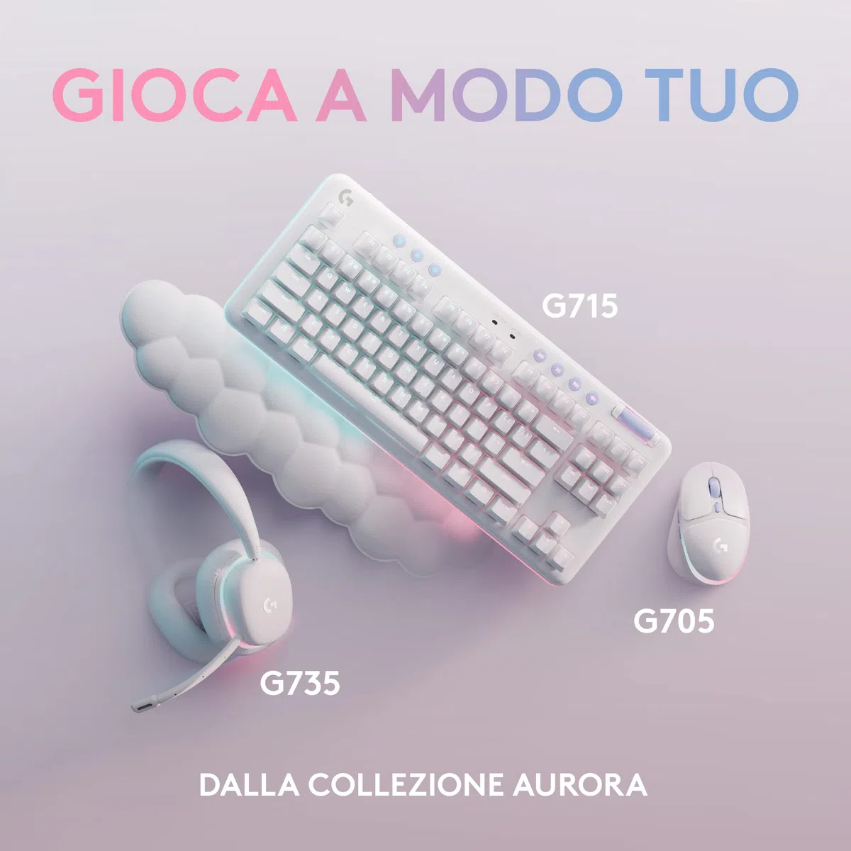 Logitech G G735 Cuffie Gaming Wireless, Illuminazione RGB LIGHTSYNC Personalizzabile, LIGHTSPEED, Bluetooth, Microfono Staccabile, Compatibile con PC e Mac - Bianco