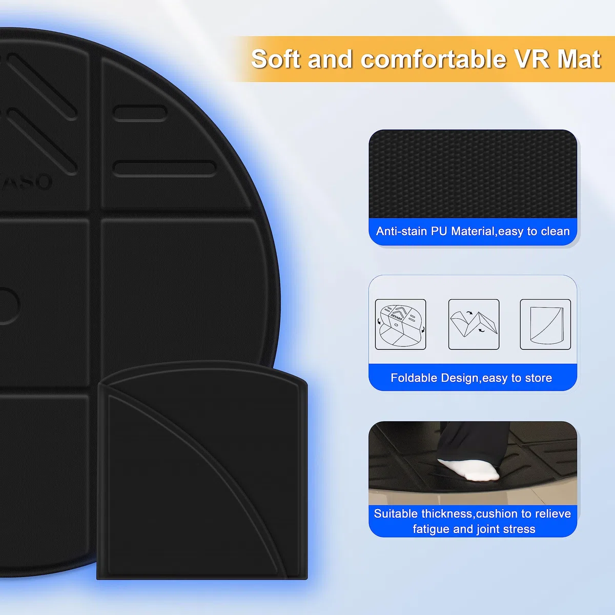 DEVASO Tappetino pieghevole VR per Meta Quest 3S, antiscivolo, confortevole, accessori di gioco per PSVR2, Oculus Quest 3/2/Pro