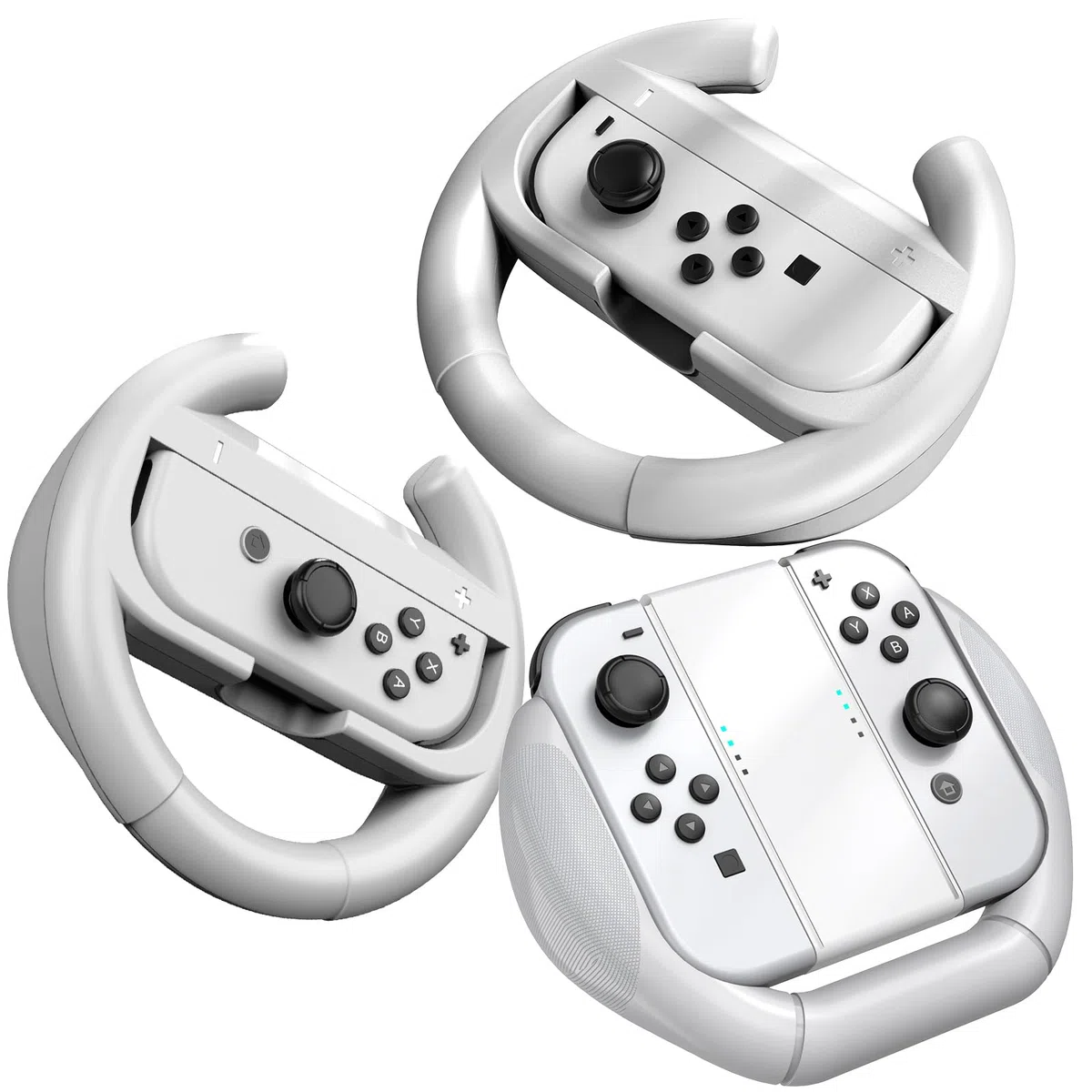 Volante Compatibile con Nintendo Switch/Switch OLED,3 in1 Joy-con Volante da Corsa Switch/OLED Controller Handle Accessori per Mario Kart 8 Deluxe,Bianco