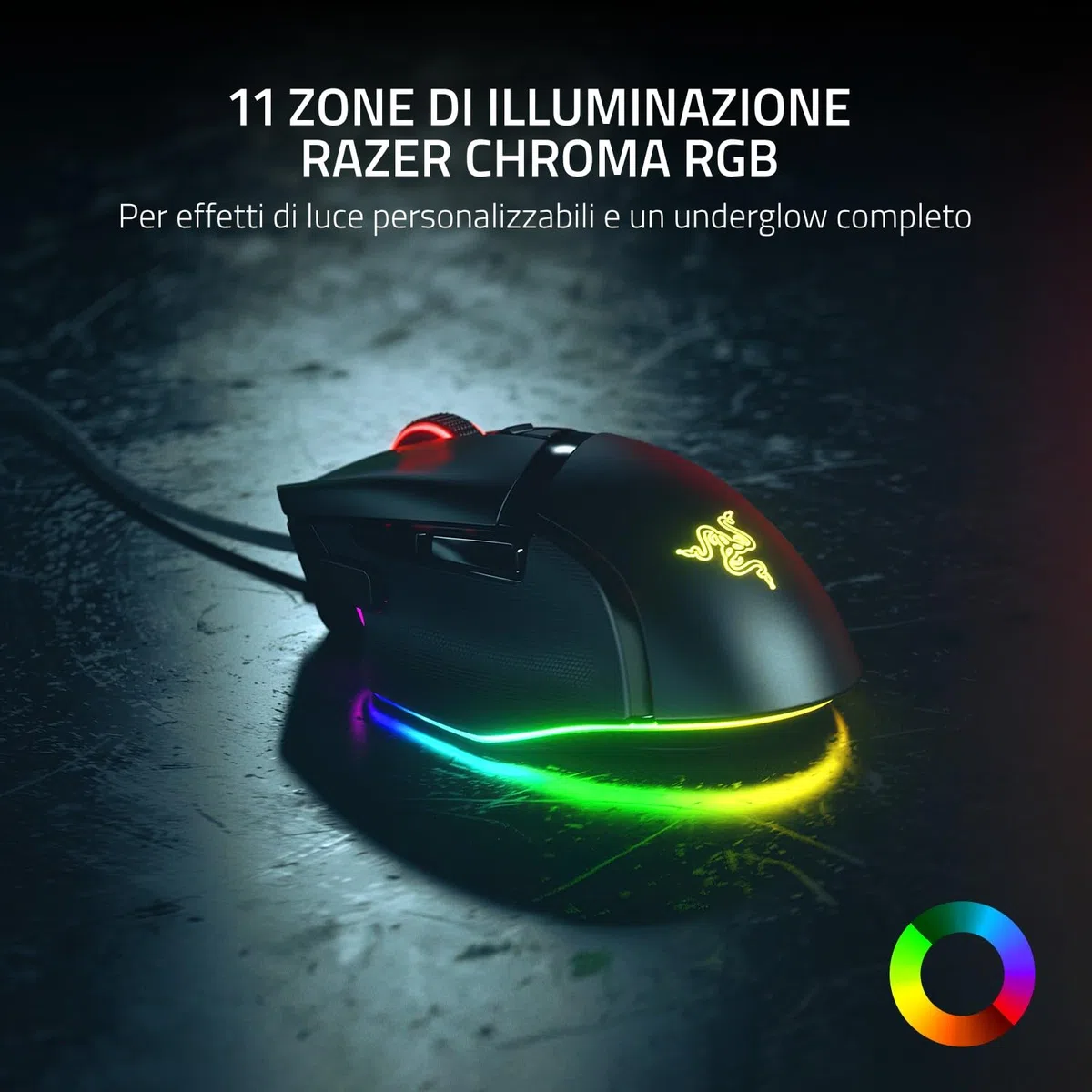 Razer Basilisk V3 Mouse da Gioco Cablato Personalizzabile 26K DPI Nero