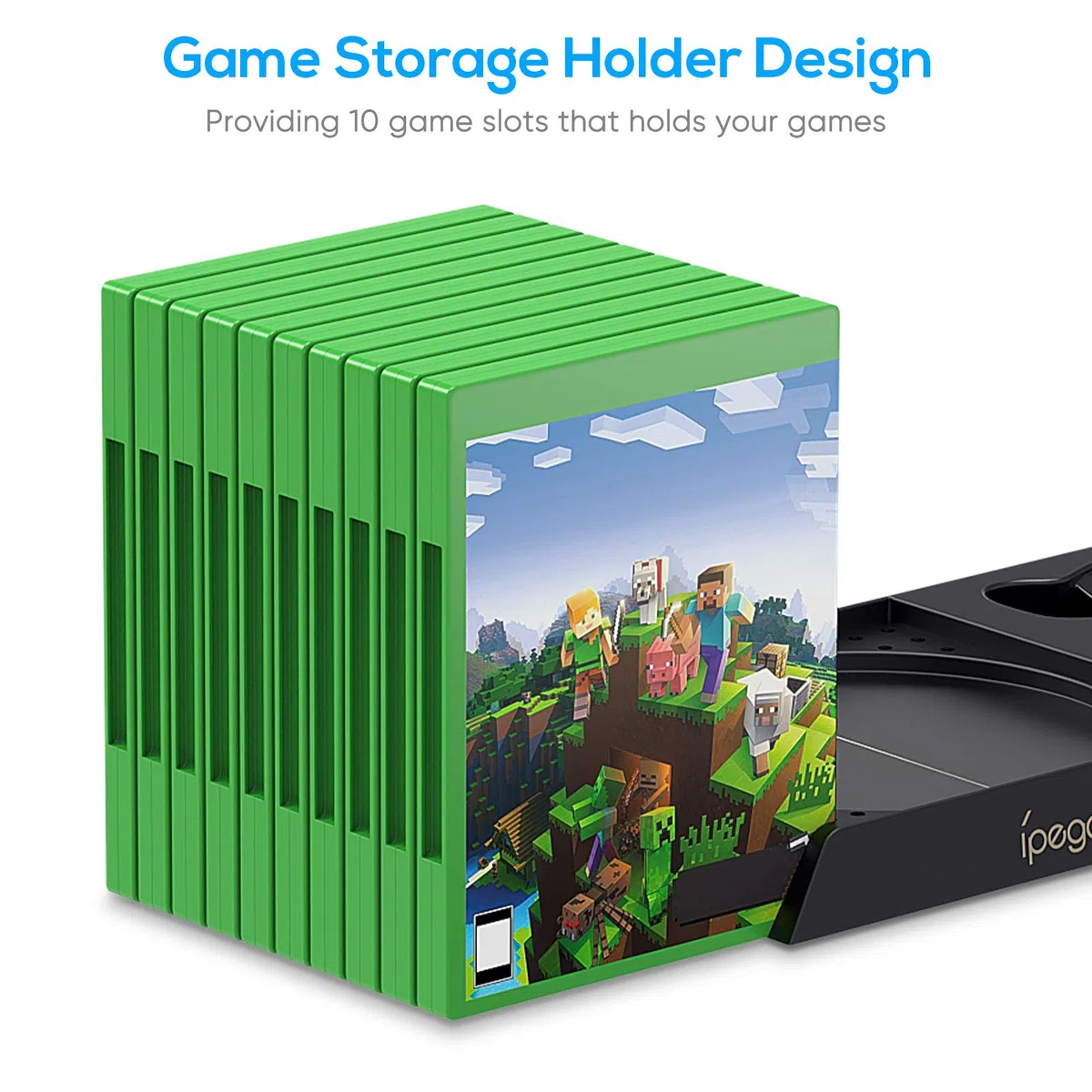 Supporto di raffreddamento verticale compatibile con console Xbox Series X, stazione di ricarica con doppio controller con 2 batterie da 1400 mAh e organizer per console da gioco e supporto per cuffie