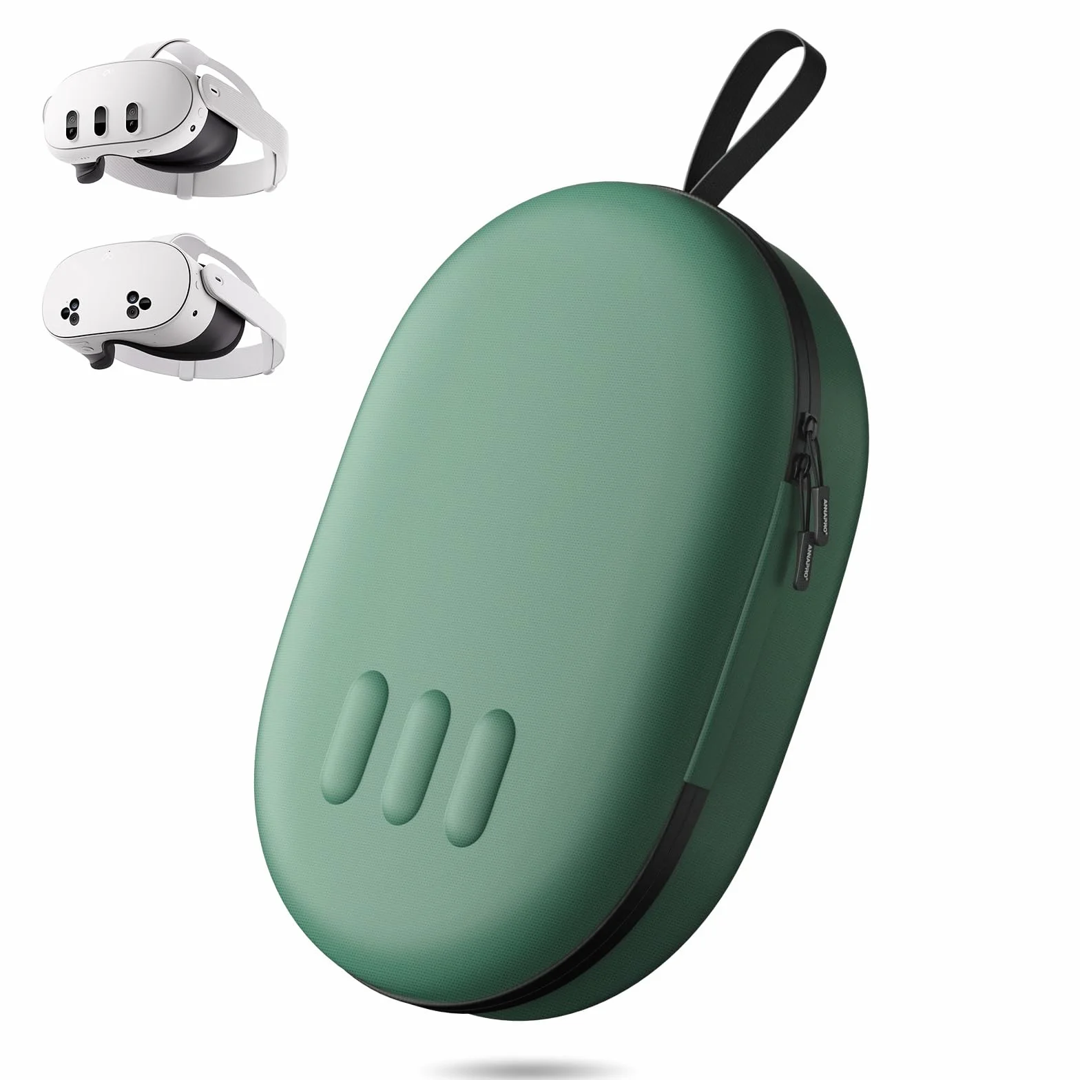Custodia rigida Meta Quest 3S/Quest 3 compatibile cinturino Battery Elite, verde
