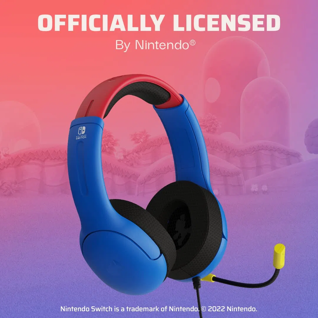 PDP Gaming AIRLITE Stereo Cuffie con Microfono per Nintendo Switch PC iPad Mac Laptop - Cuffie On Ear Leggere con Cancellazione del Rumore - Mario