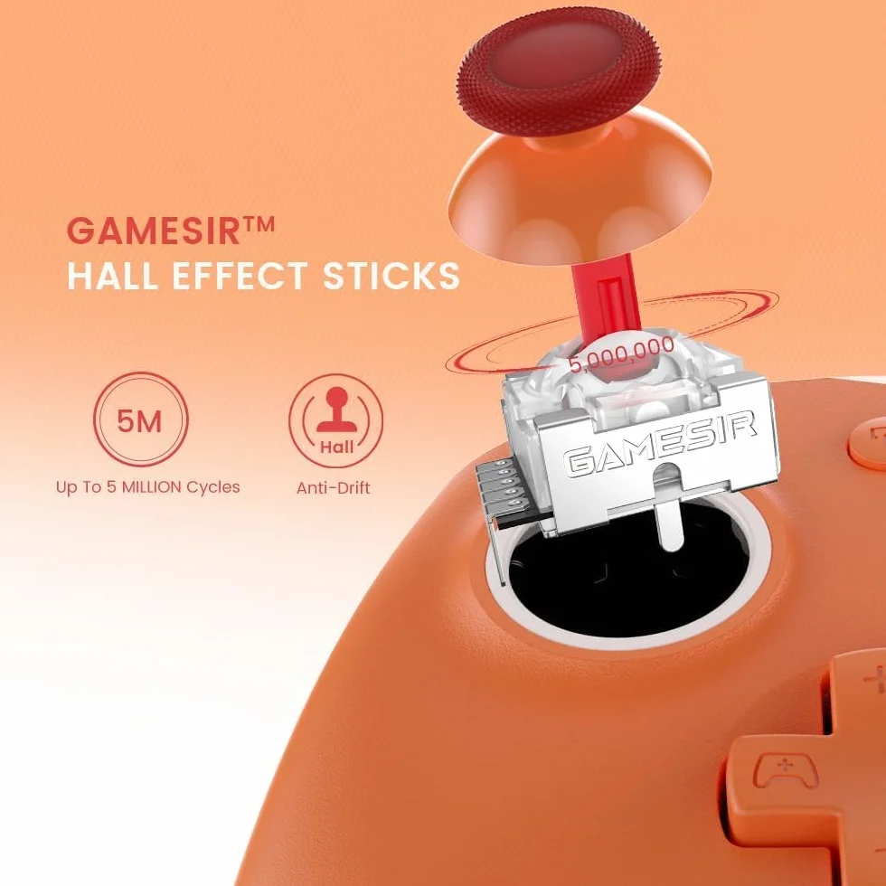 GameSir G7 SE Wired Controller per Xbox Series X|S, Xbox One e Windows 10/11, Gamepad a Effetto Hall, Jack Audio 3,5 mm (Arancia)