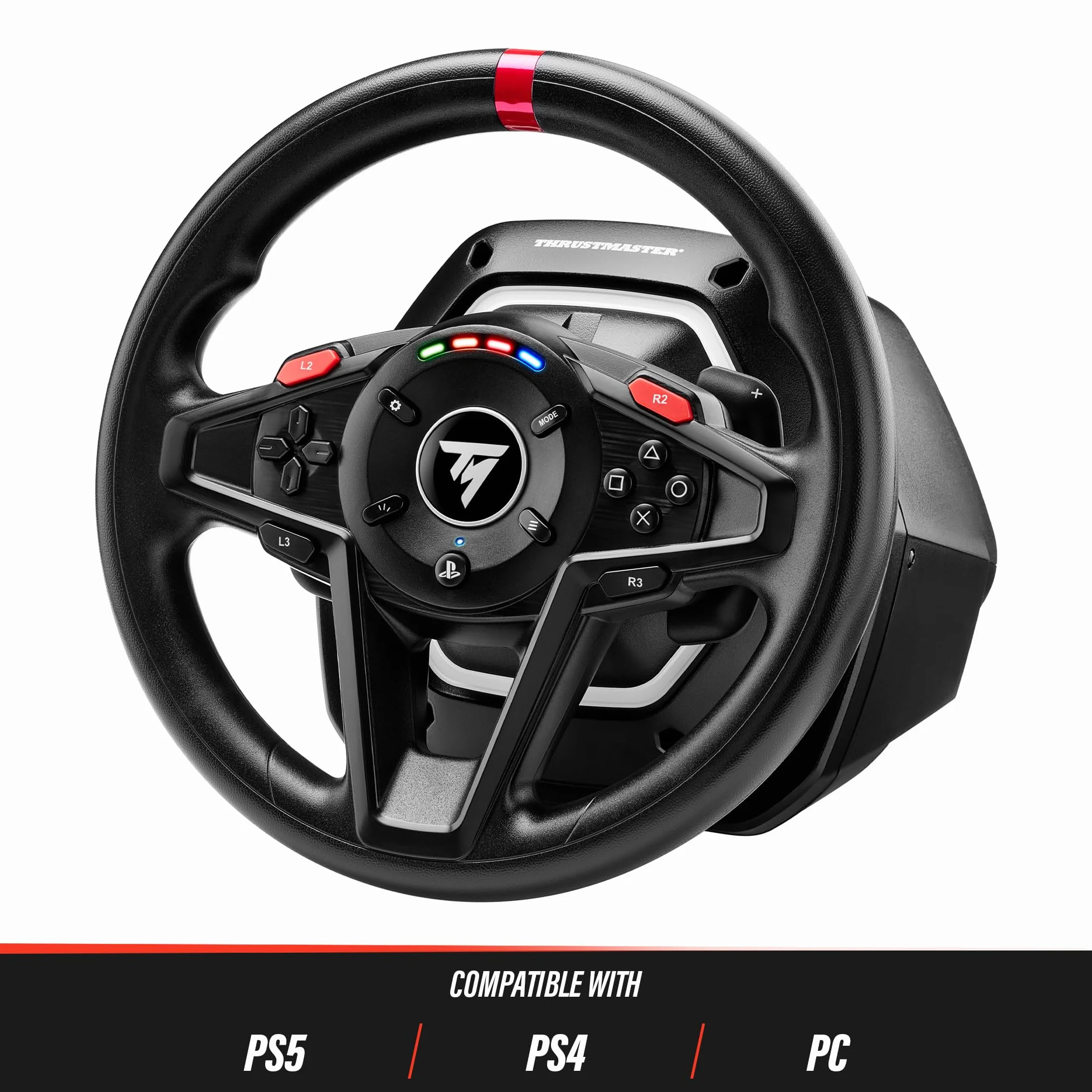 Thrustmaster T128 Volante da Corsa Force Feedback Ibrido Dinamico LED Cambio Marcia Pedali Magnetici T2PM PS5 PS4 PC