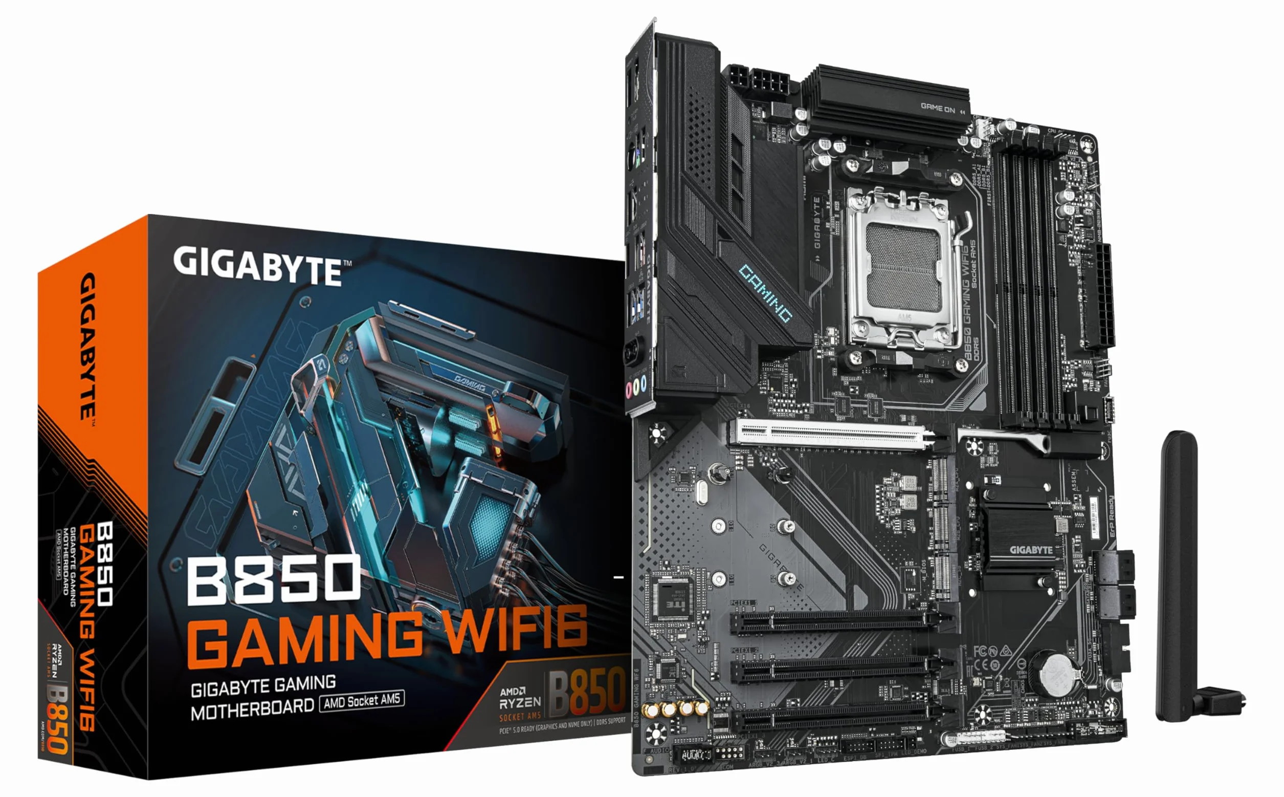GIGABYTE B850 GAMING WIFI6 Scheda Madre - CPU AMD Ryzen Serie 9000, VRM digitale 6+2+2 fasi, fino a 8200MHz DDR5 (OC), 1xPCIe 5.0 + 2xPCIe 4.0 M.2, LAN GbE, WIFI 6, USB 3.2 Gen 2