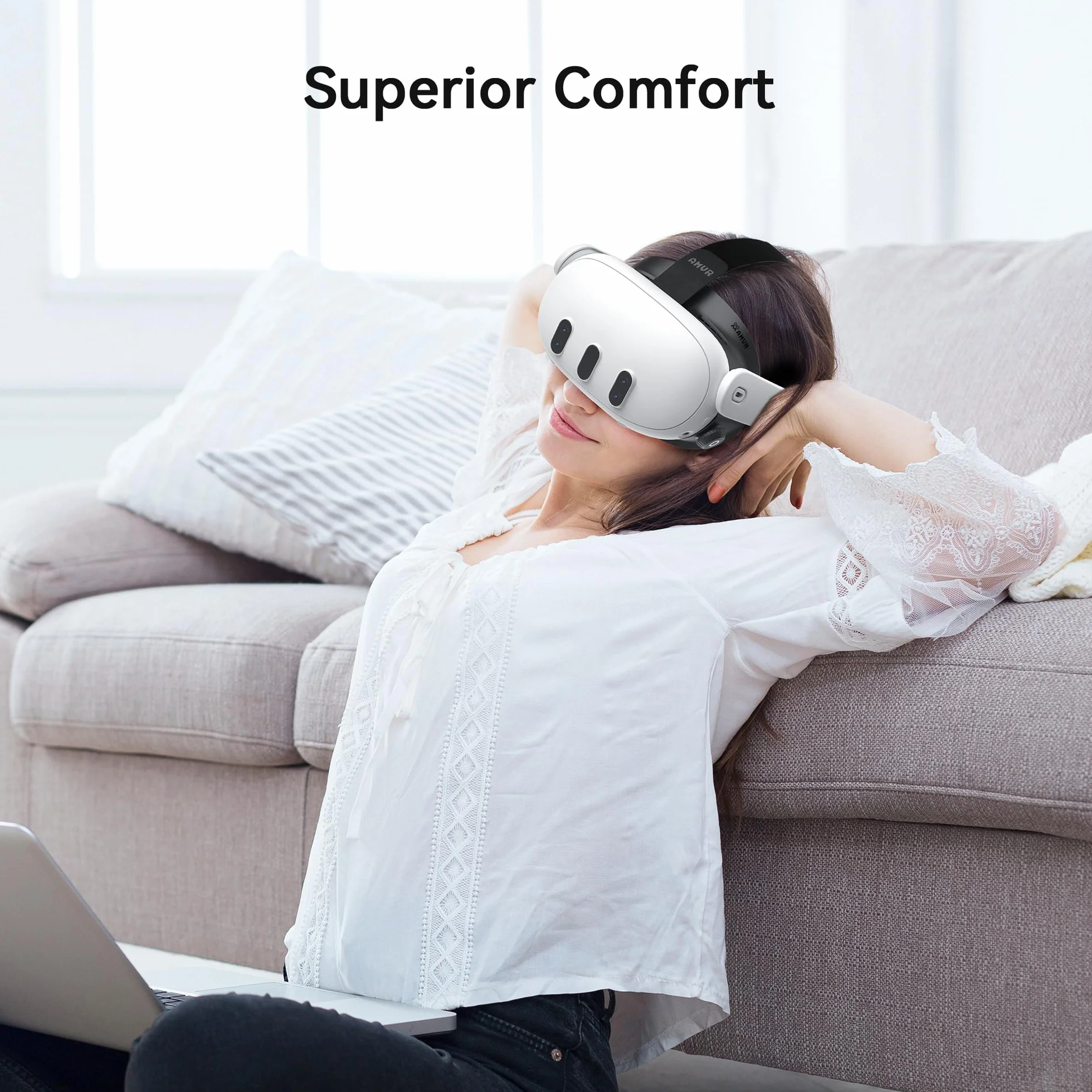 AMVR Comfort Face Cover Pad Compatibile con Q3, Cuscino Facciale in PU e Cotone Traspirante Ice Silk, Manopola Regolabile
